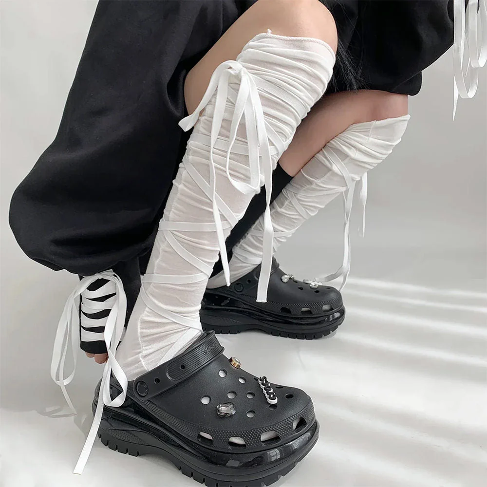 Balletcore Tie Up Knee High Socks - Image 7