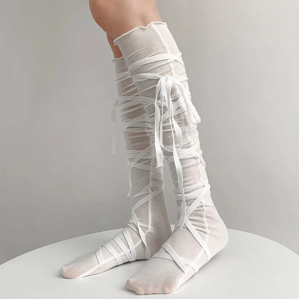 Balletcore Tie Up Knee High Socks - Image 8