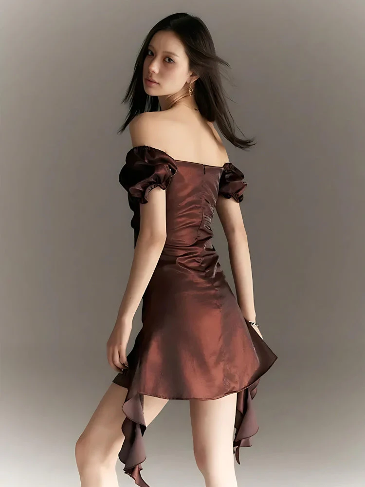 Balloon Sleeve Ruched Mini Dress - Image 2