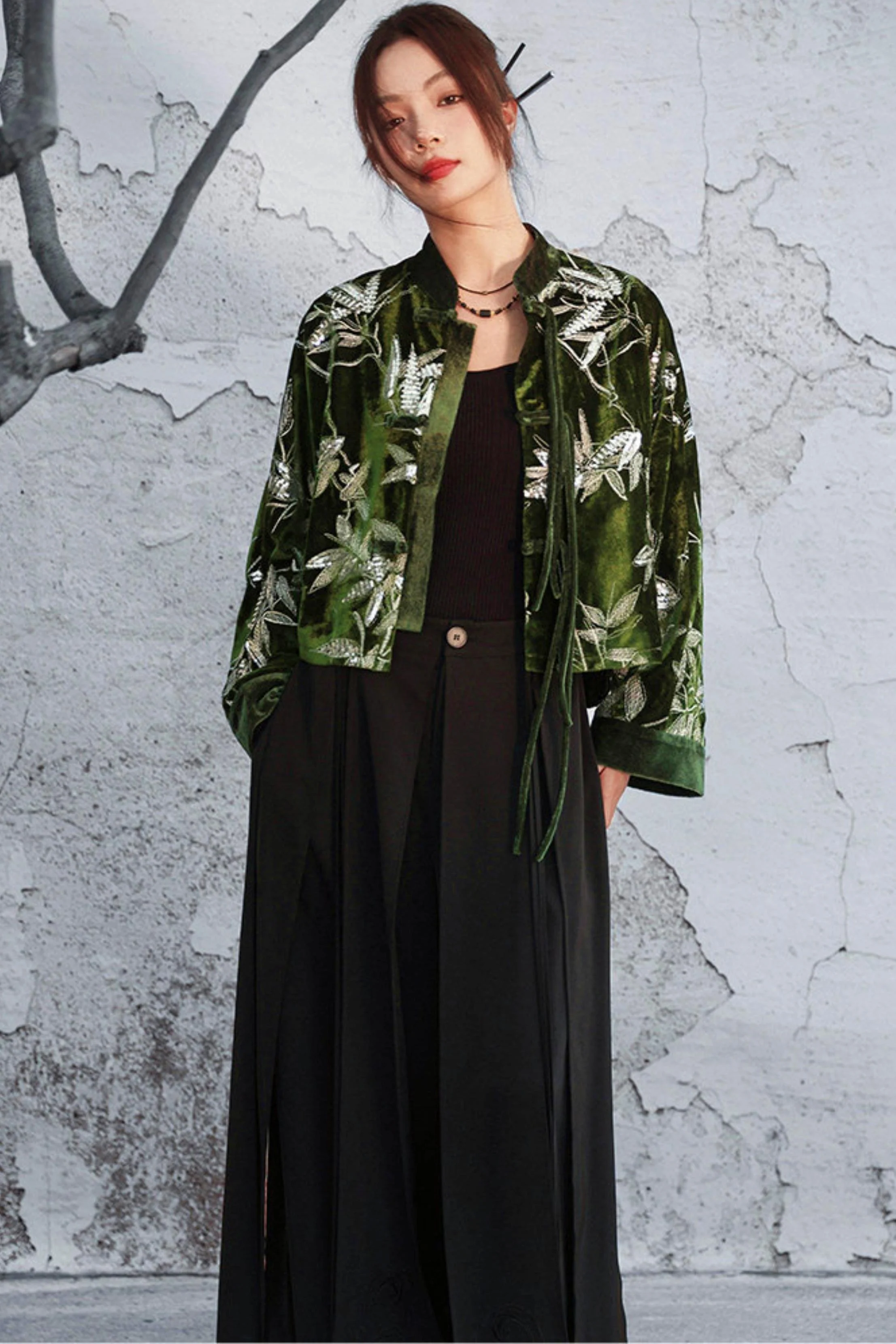 Bamboo Leaf Velvet Jacket - Image 8