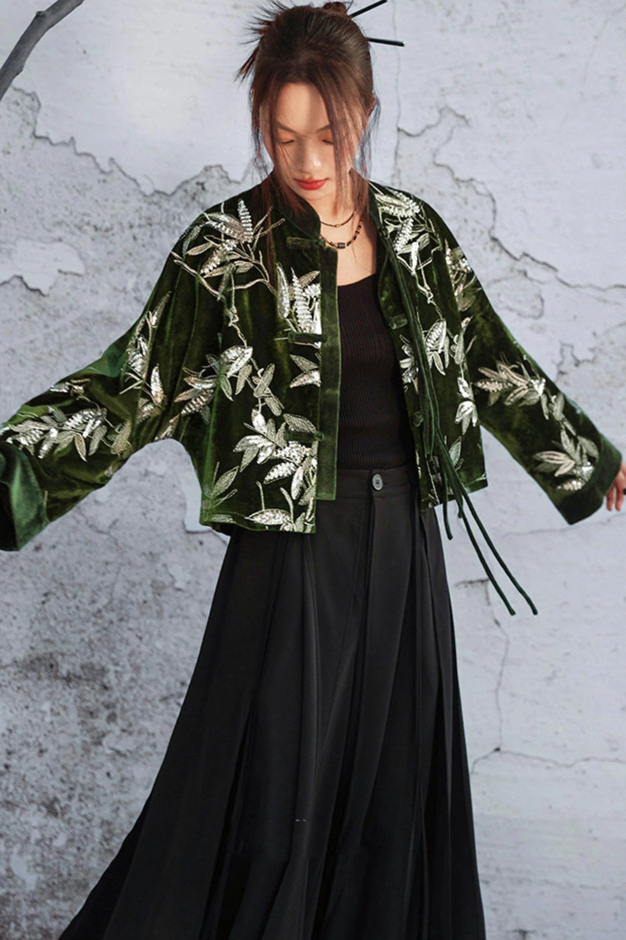 Bamboo Leaf Velvet Jacket - Image 6