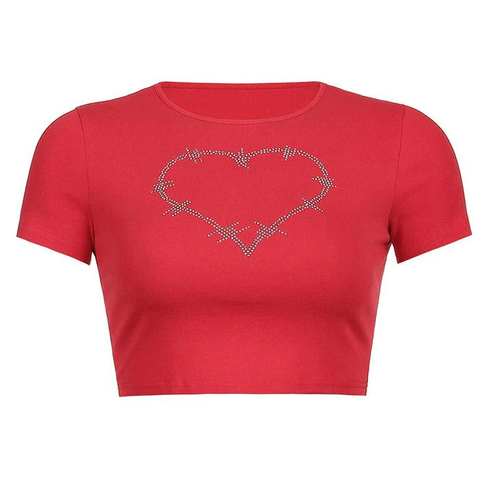 Barbed Heart Rhinestone Crop Top - Image 2