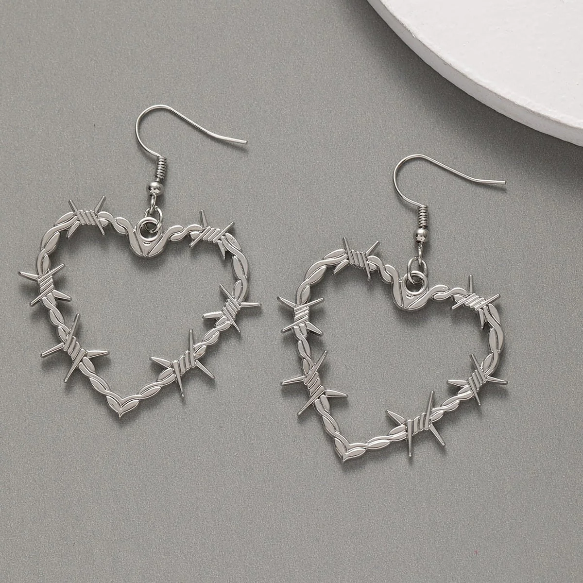 Barbed Wire Heart Earrings - Image 3