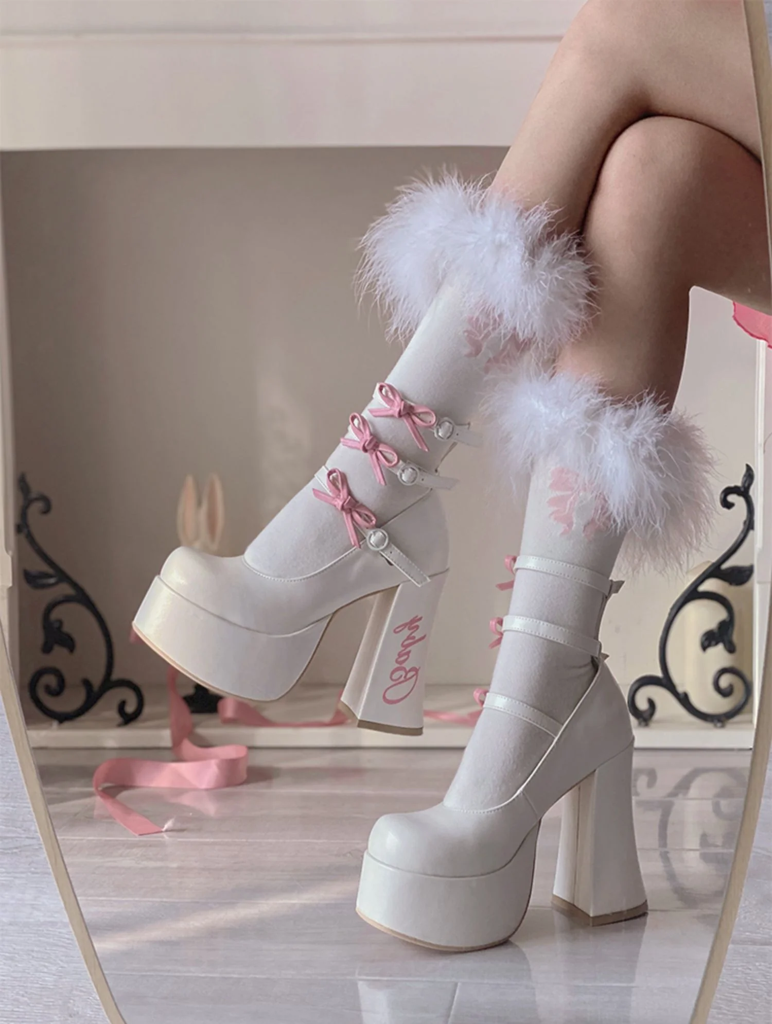 Barbie Diary Bows Coquette Platform High-heeled Shoes - Image 2