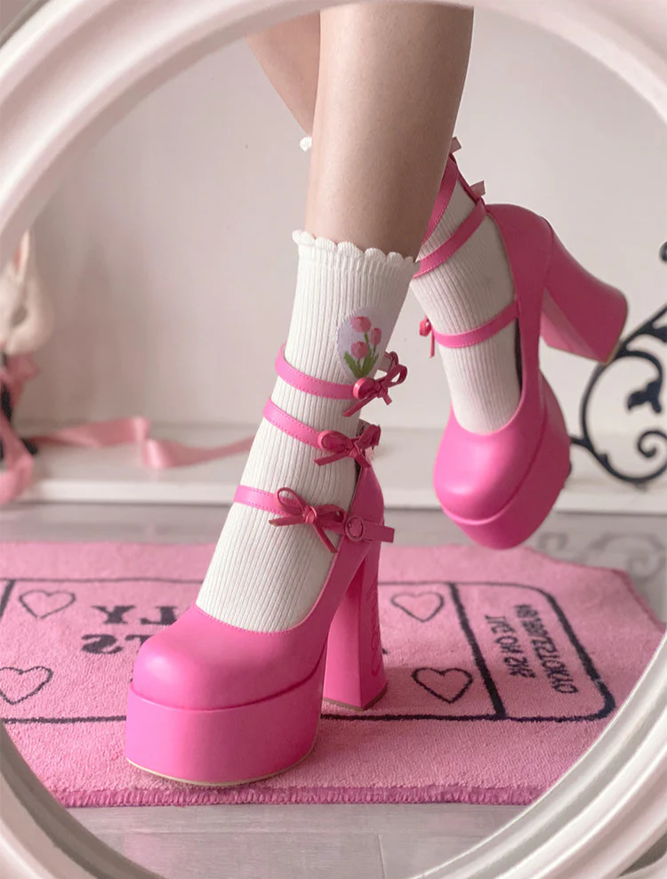 Barbie Diary Bows Coquette Platform High-heeled Shoes - Image 7