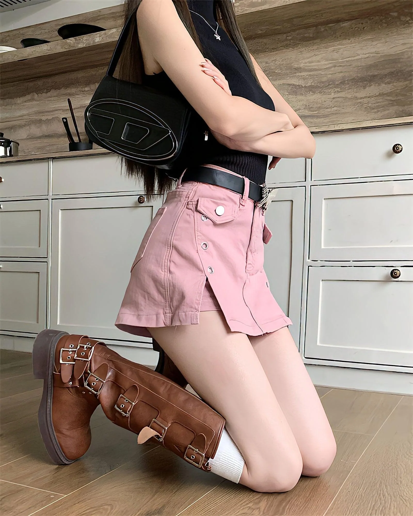 Barbie Side Slit Denim Mini Skort - Image 6