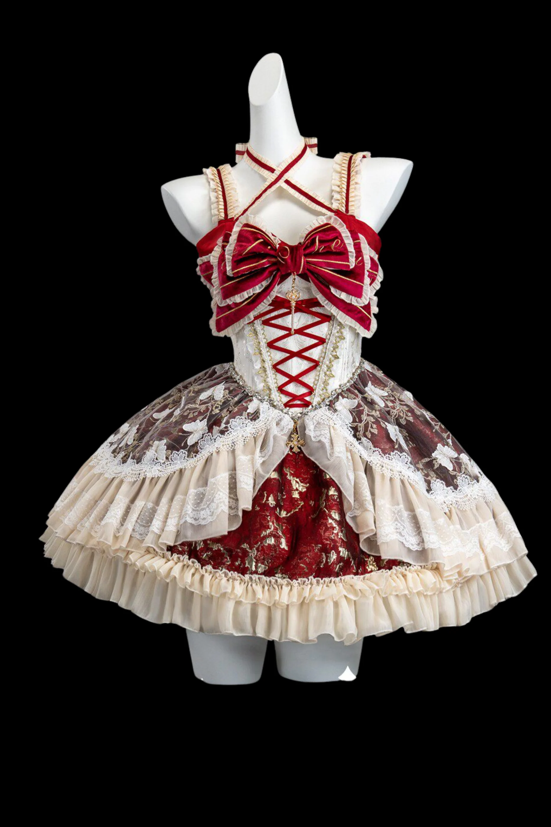 Sweet Baroque Lolita Dress + Veil + Ribbon + Headband + Tail + Sleeves - Image 4