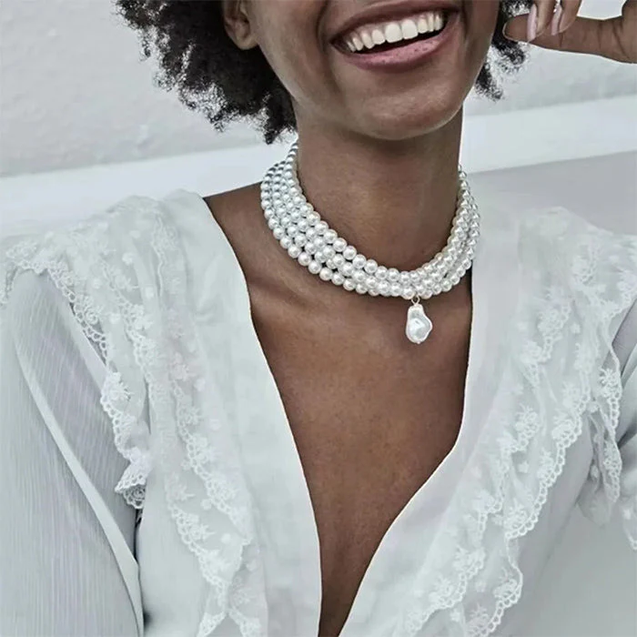Baroque Style Layered Pearl Necklace - Image 3