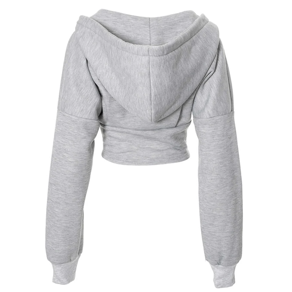 Basic Corset Detail Zip Up Hoodie - Image 3
