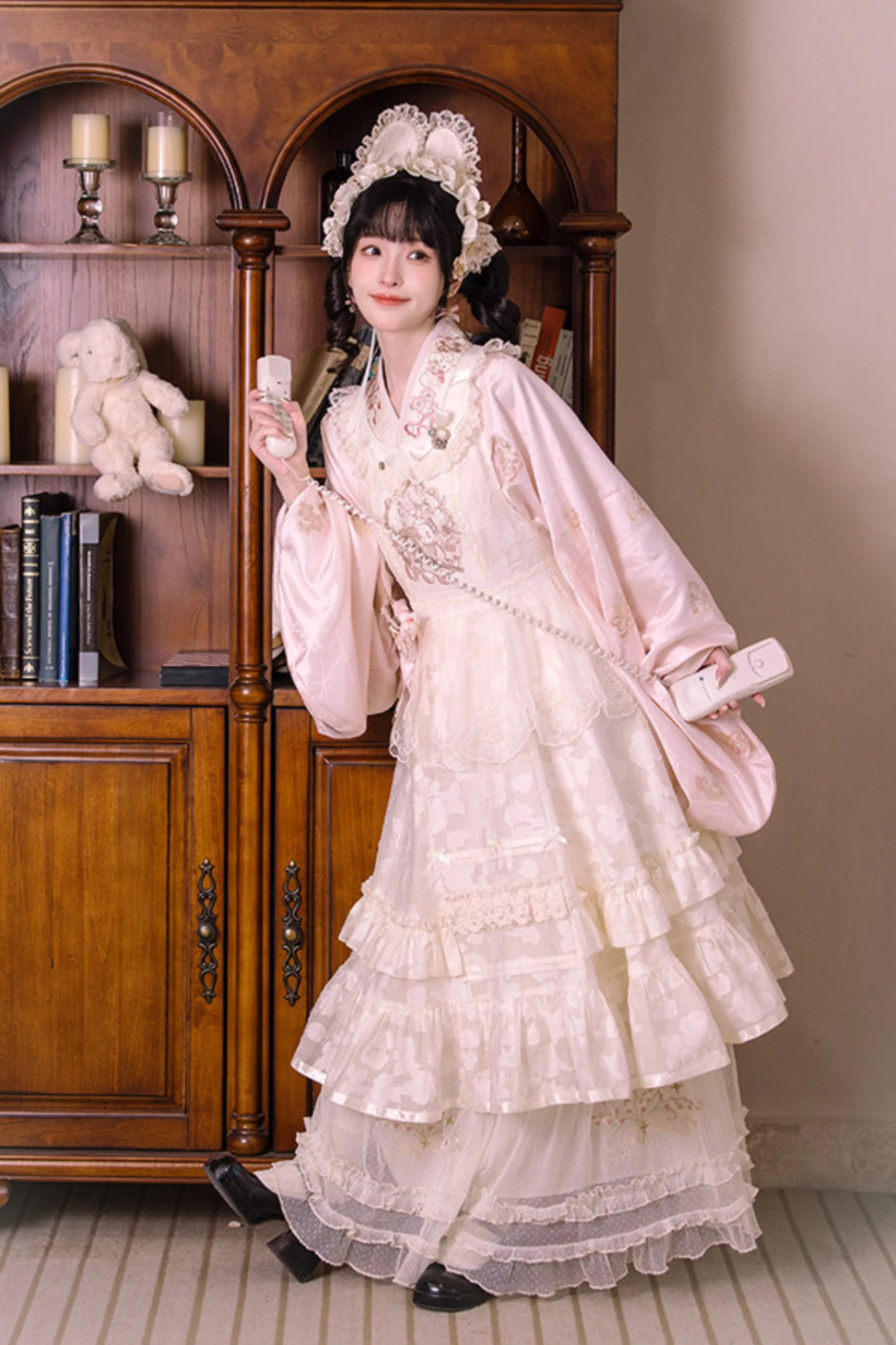 Chinese Pastel Top + Apron + Bow + Necklace + Brooch + Hair Accessories - Image 16