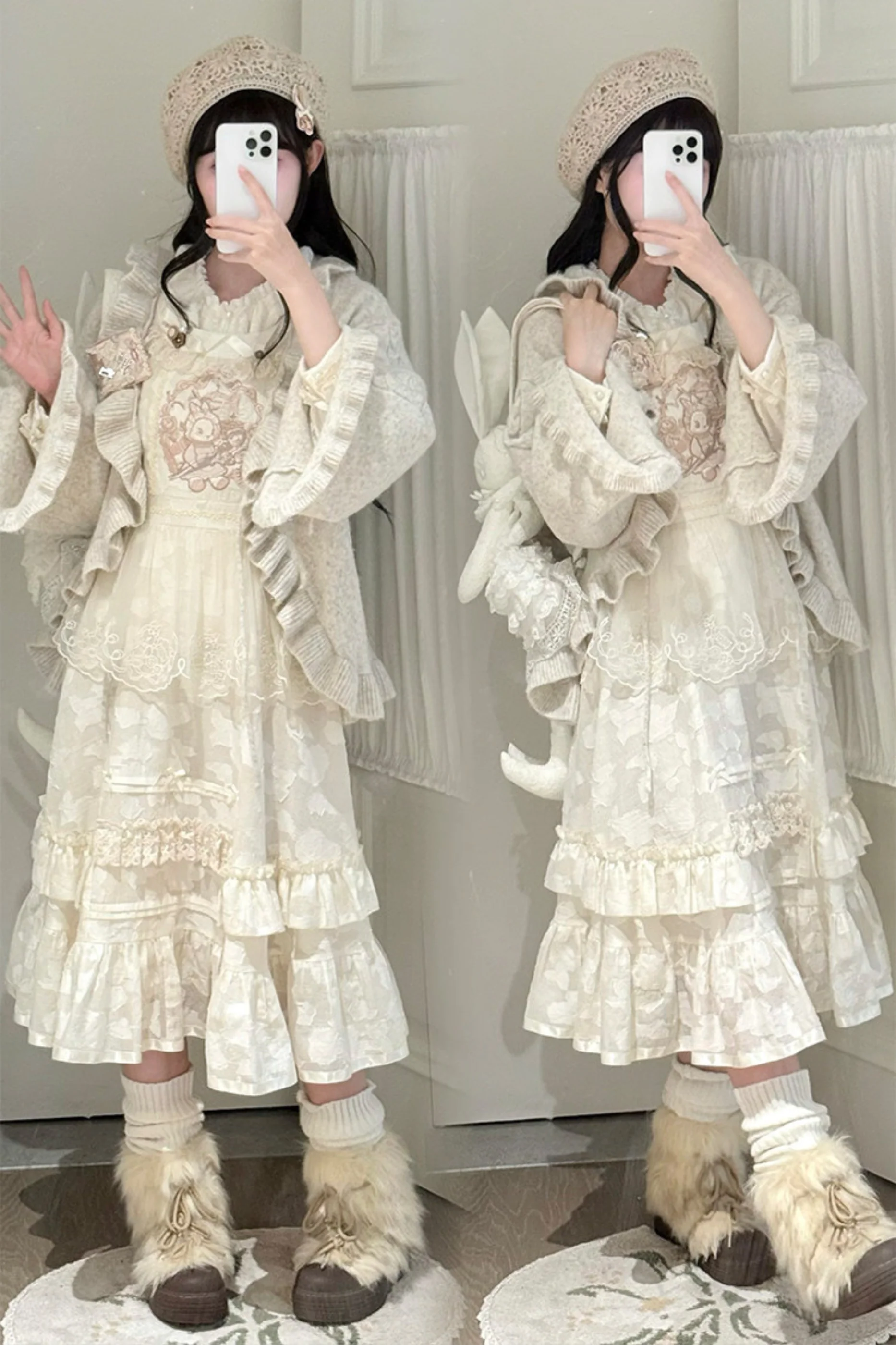Chinese Pastel Top + Apron + Bow + Necklace + Brooch + Hair Accessories - Image 8