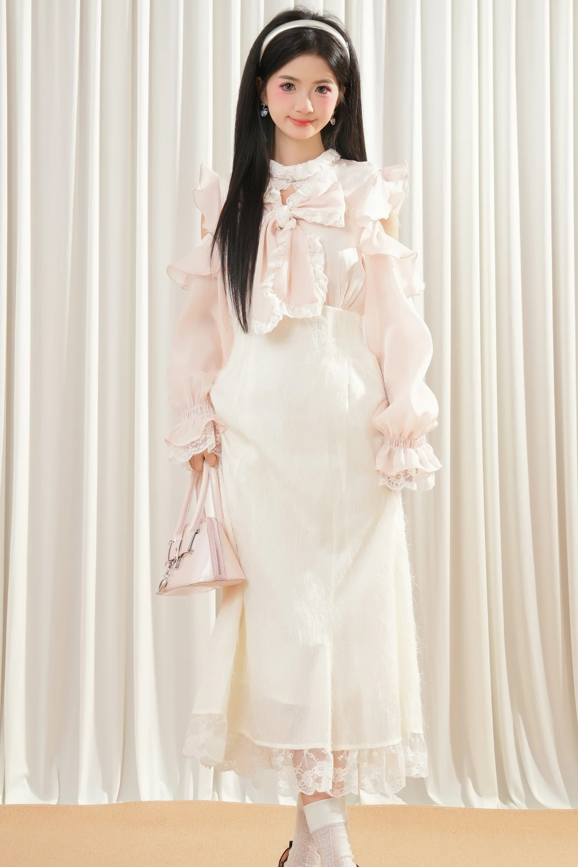 Beige Off-Shoulder Ruffle Dress - Image 10