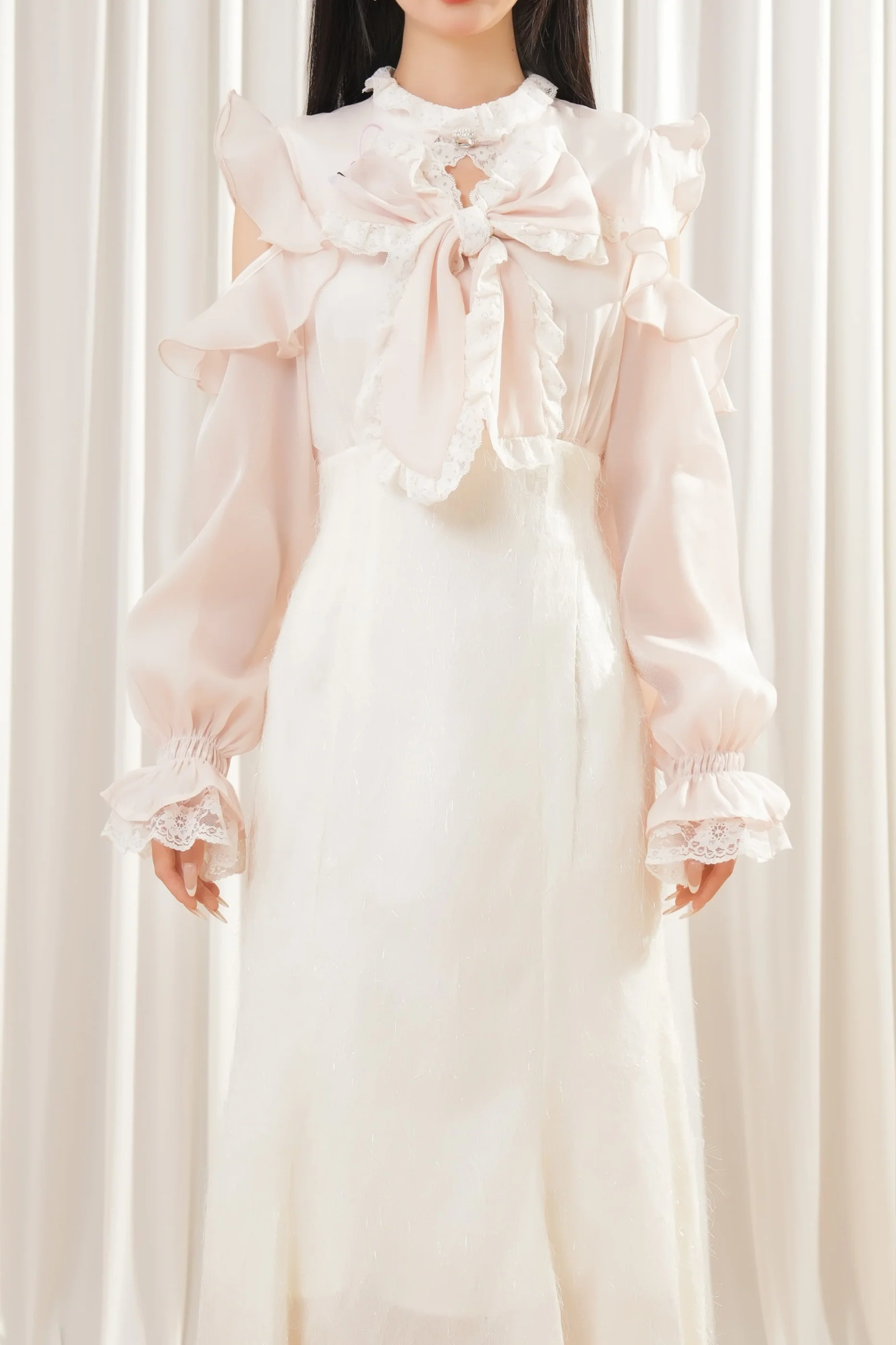 Beige Off-Shoulder Ruffle Dress - Image 8