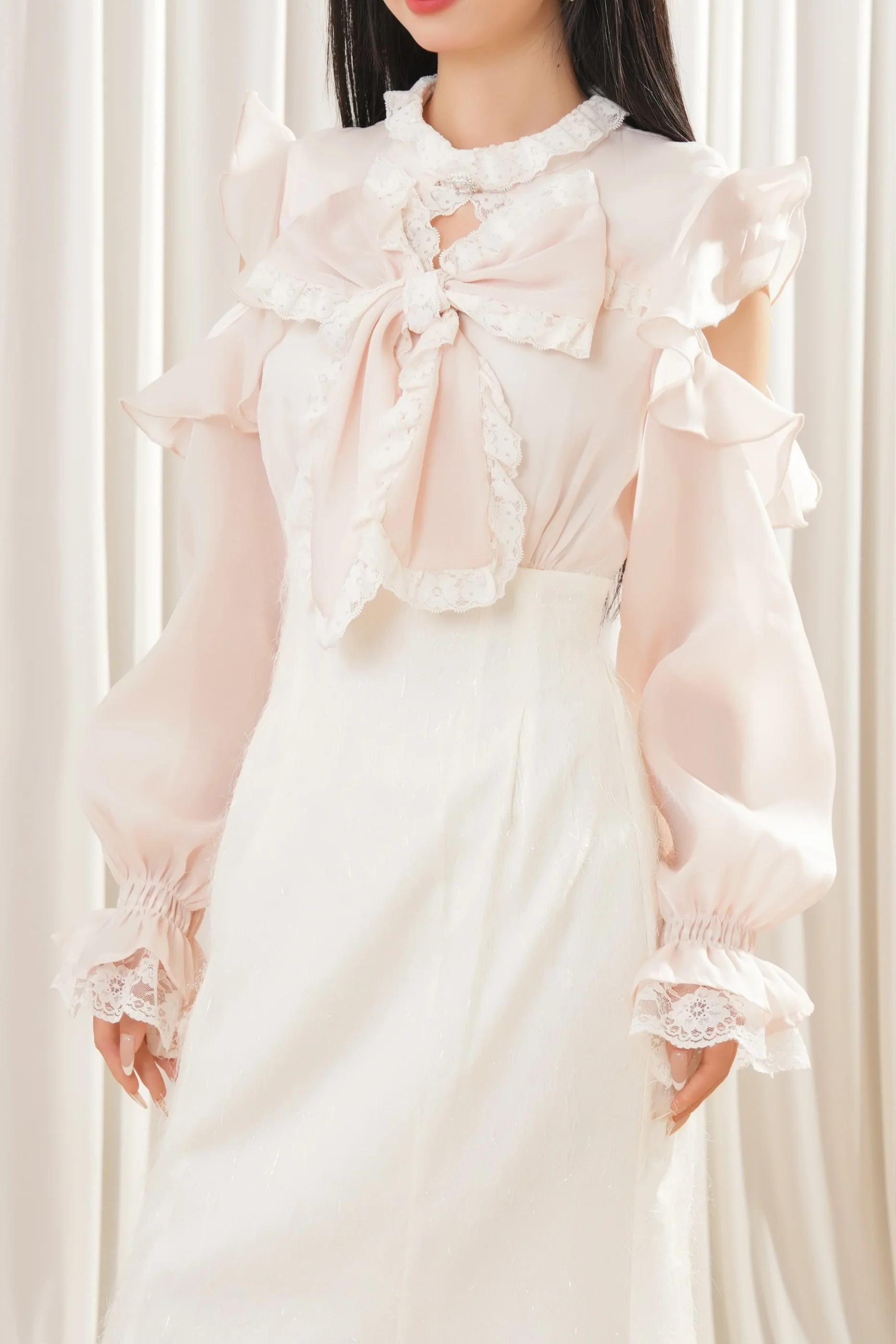 Beige Off-Shoulder Ruffle Dress - Image 9