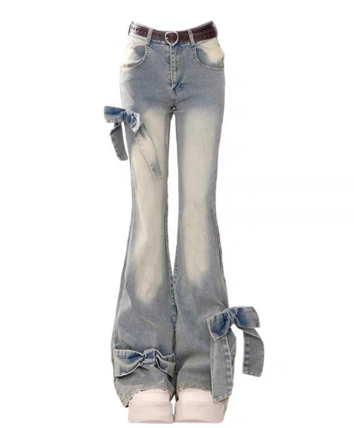 Coquette Bell Bottom Jeans with Bow