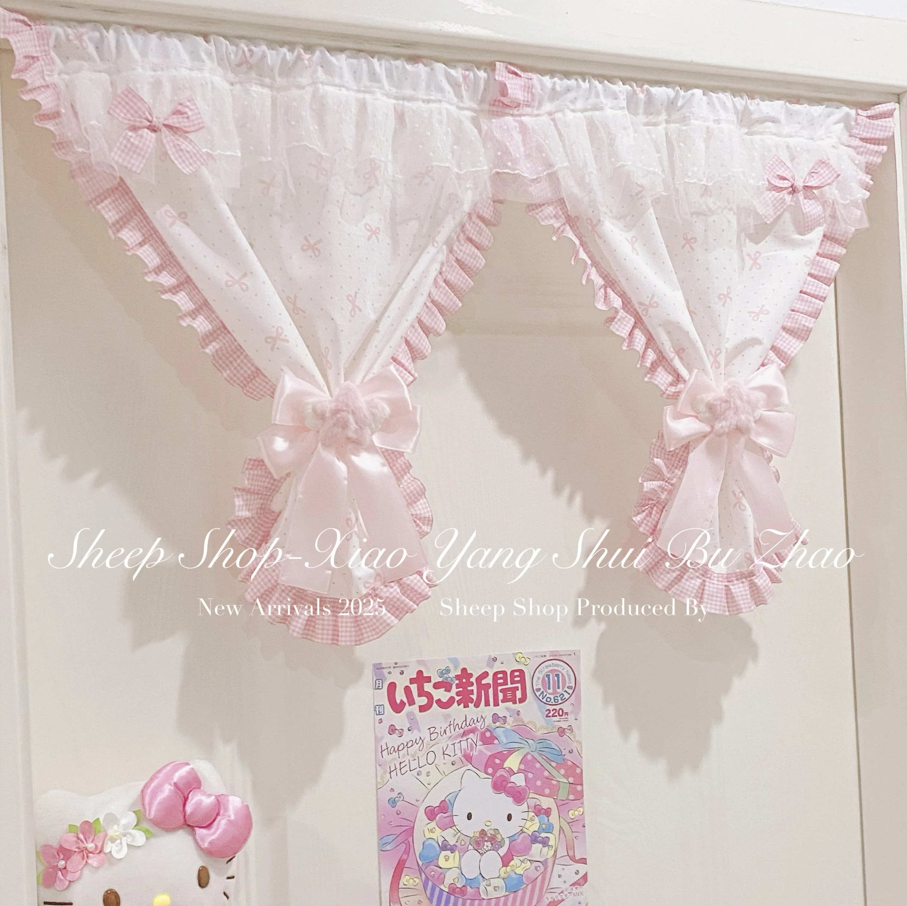 【Berryberry Manor】Pink bow lace curtain - Image 3