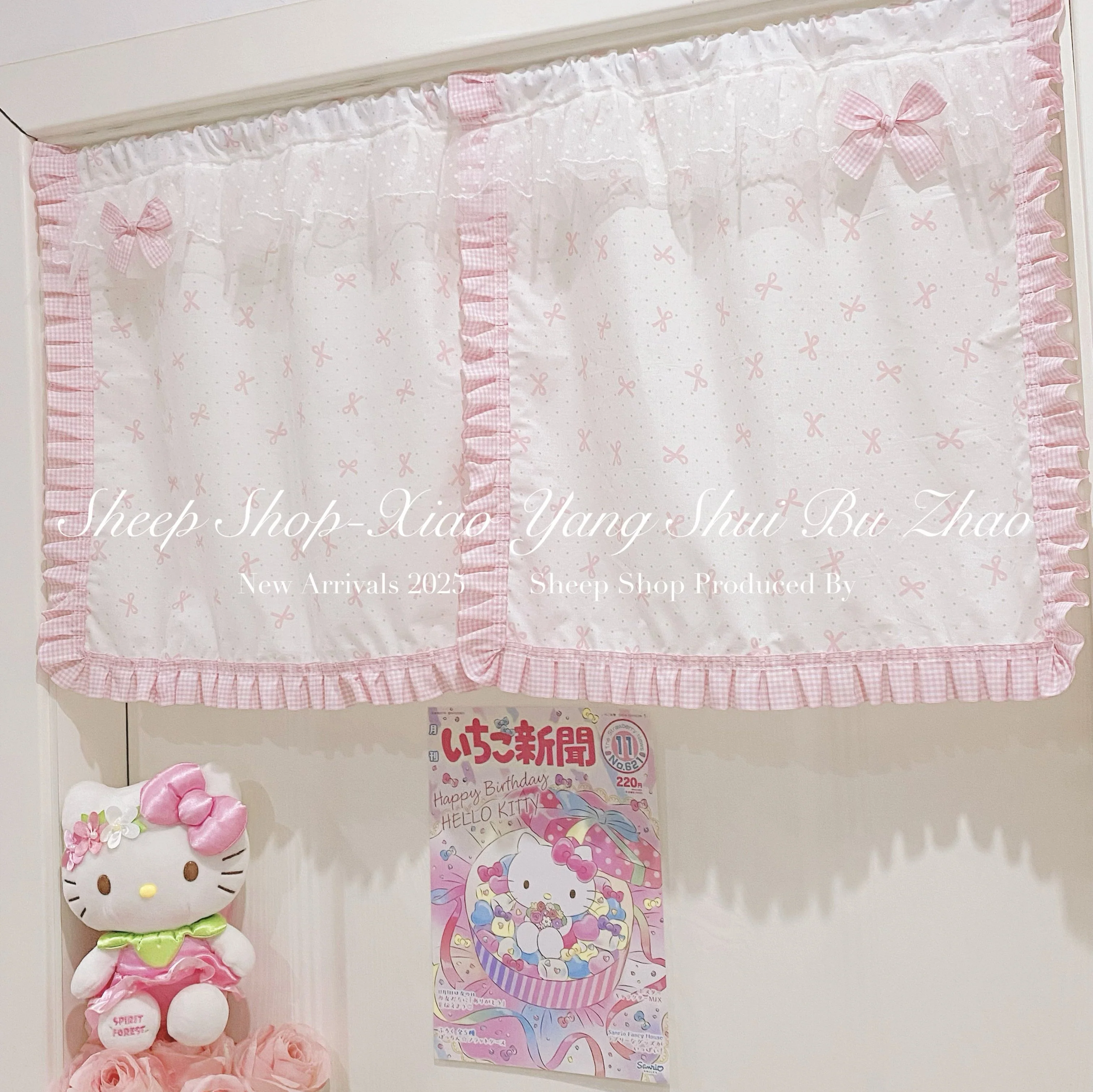 【Berryberry Manor】Pink bow lace curtain - Image 4