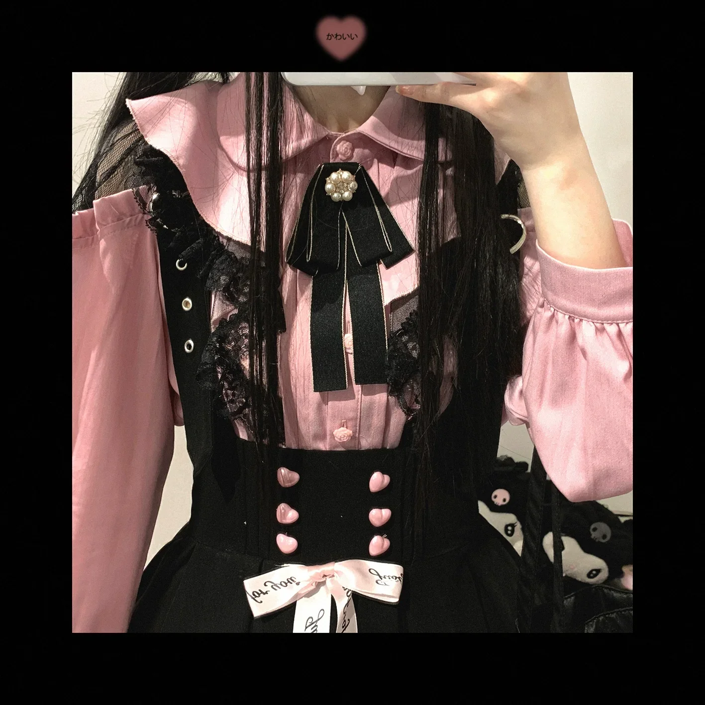 (BFM)KittyBxllet~Kuroneko~Jirai Kei Shoulder Open Ruffle Lace Long Sleeve Blouse - Image 21
