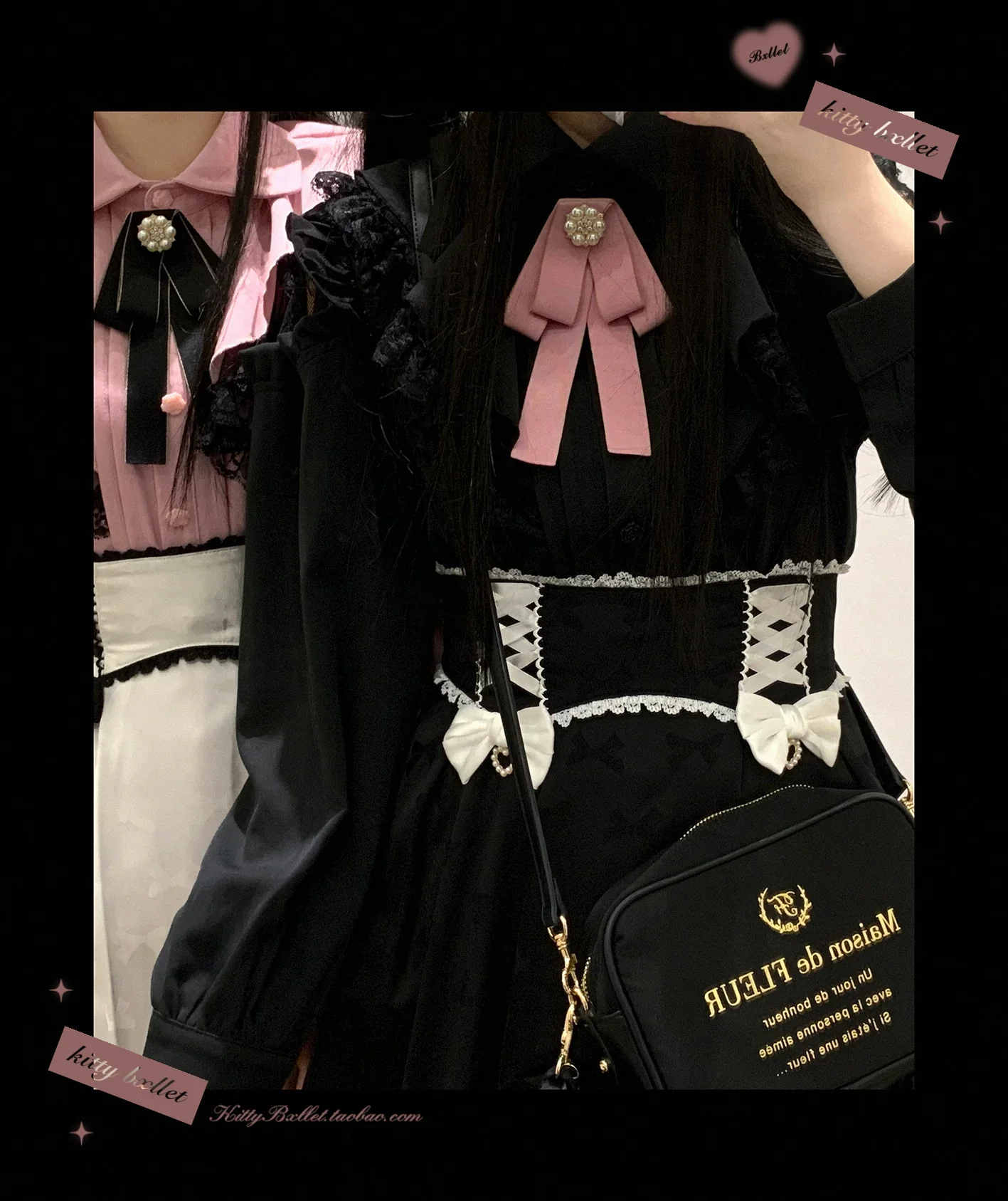 (BFM)KittyBxllet~Kuroneko~Jirai Kei Shoulder Open Ruffle Lace Long Sleeve Blouse - Image 8