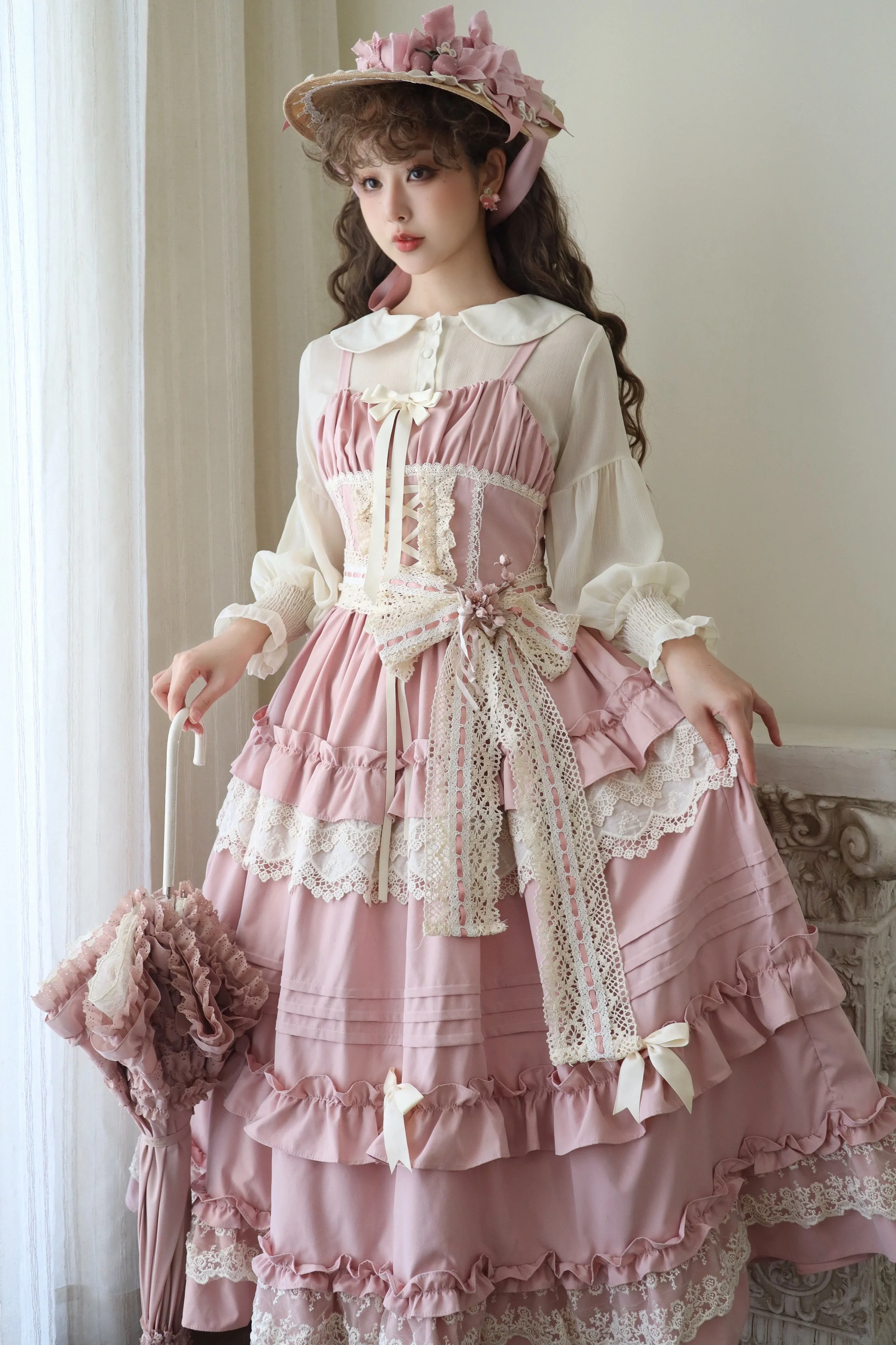 Elegant Lolita Ruffled Hem JSK Dress Multicolors