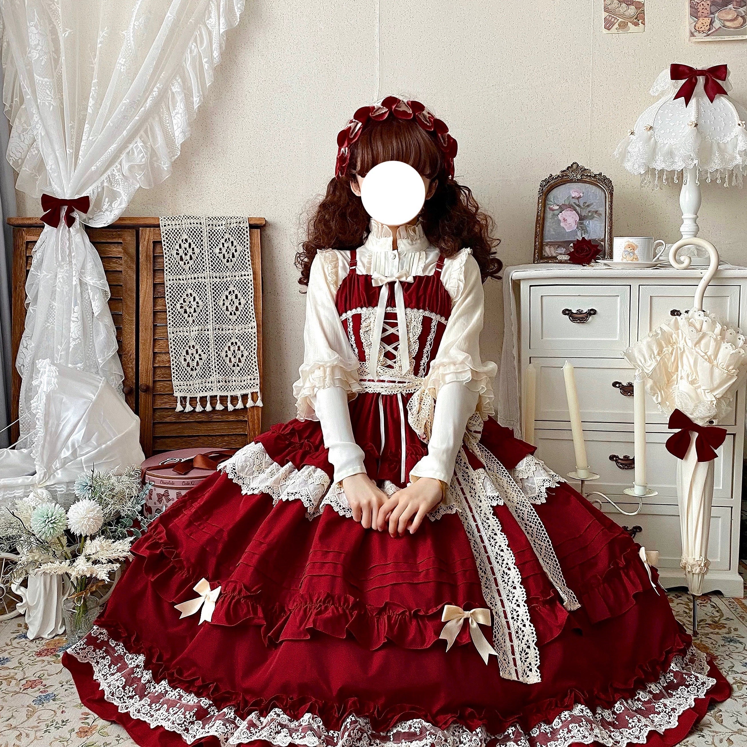 Elegant Lolita Ruffled Hem JSK Dress Multicolors - Image 13