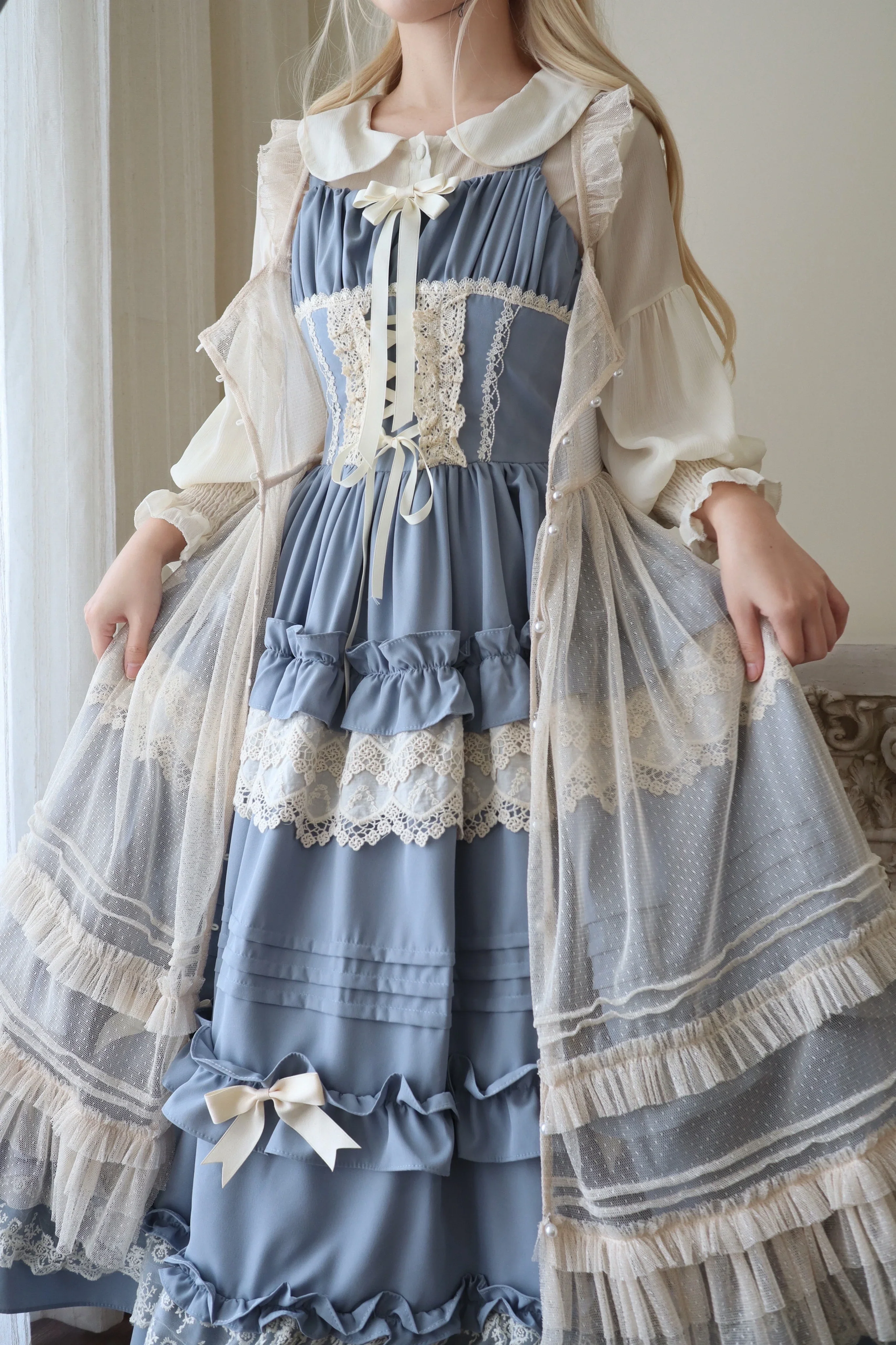 Elegant Lolita Ruffled Hem JSK Dress Multicolors - Image 14