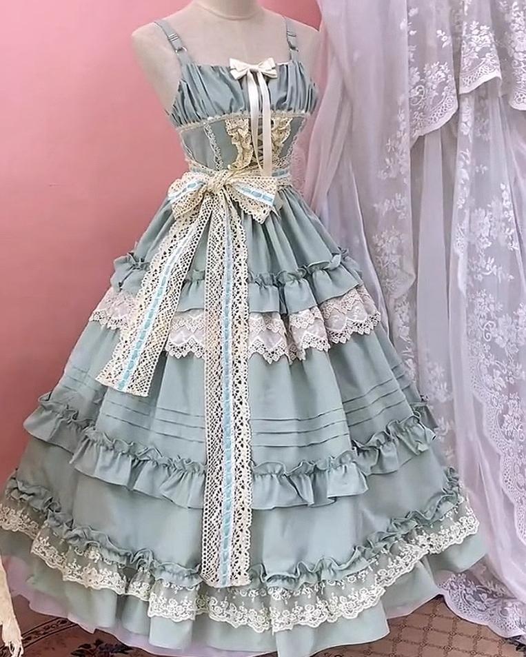 Elegant Lolita Ruffled Hem JSK Dress Multicolors - Image 18