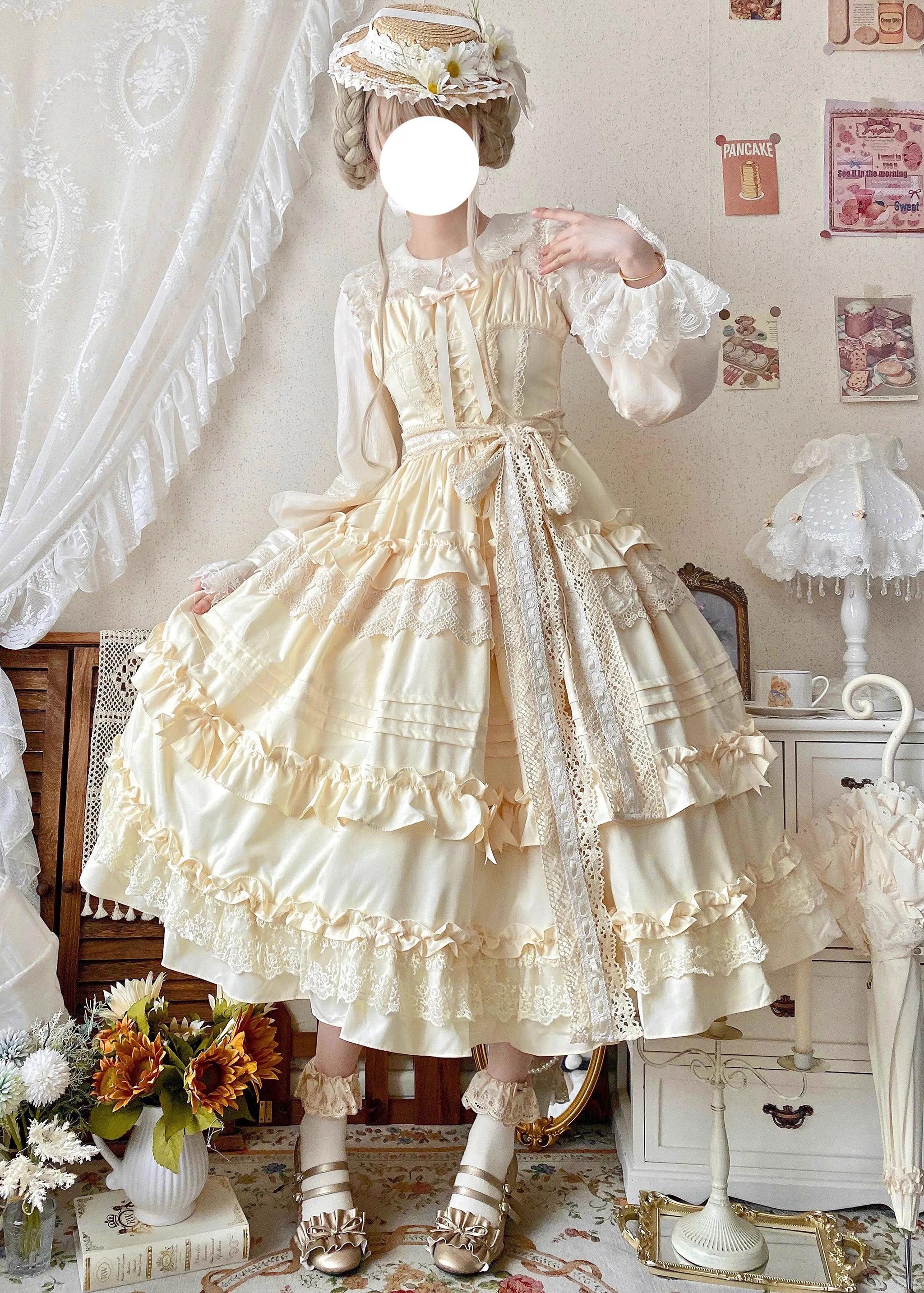 Elegant Lolita Ruffled Hem JSK Dress Multicolors - Image 5