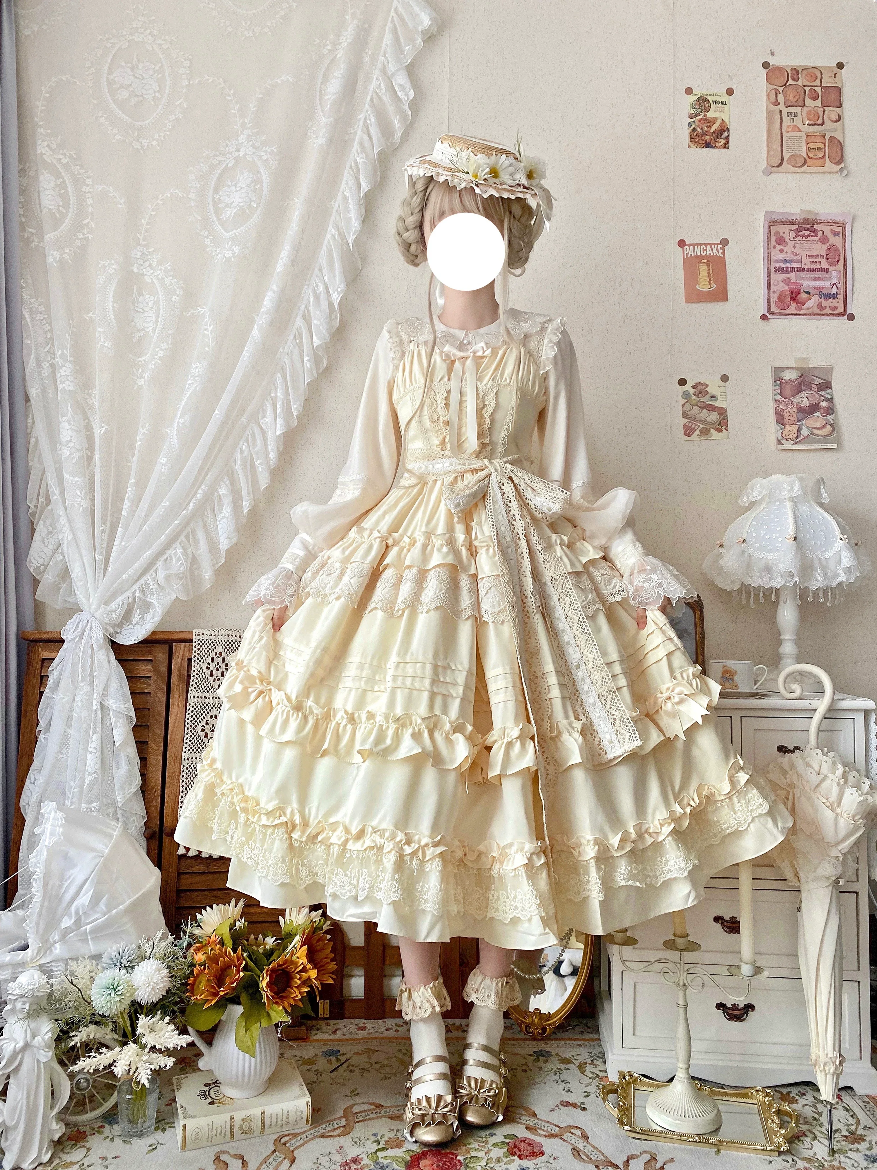Elegant Lolita Ruffled Hem JSK Dress Multicolors - Image 6