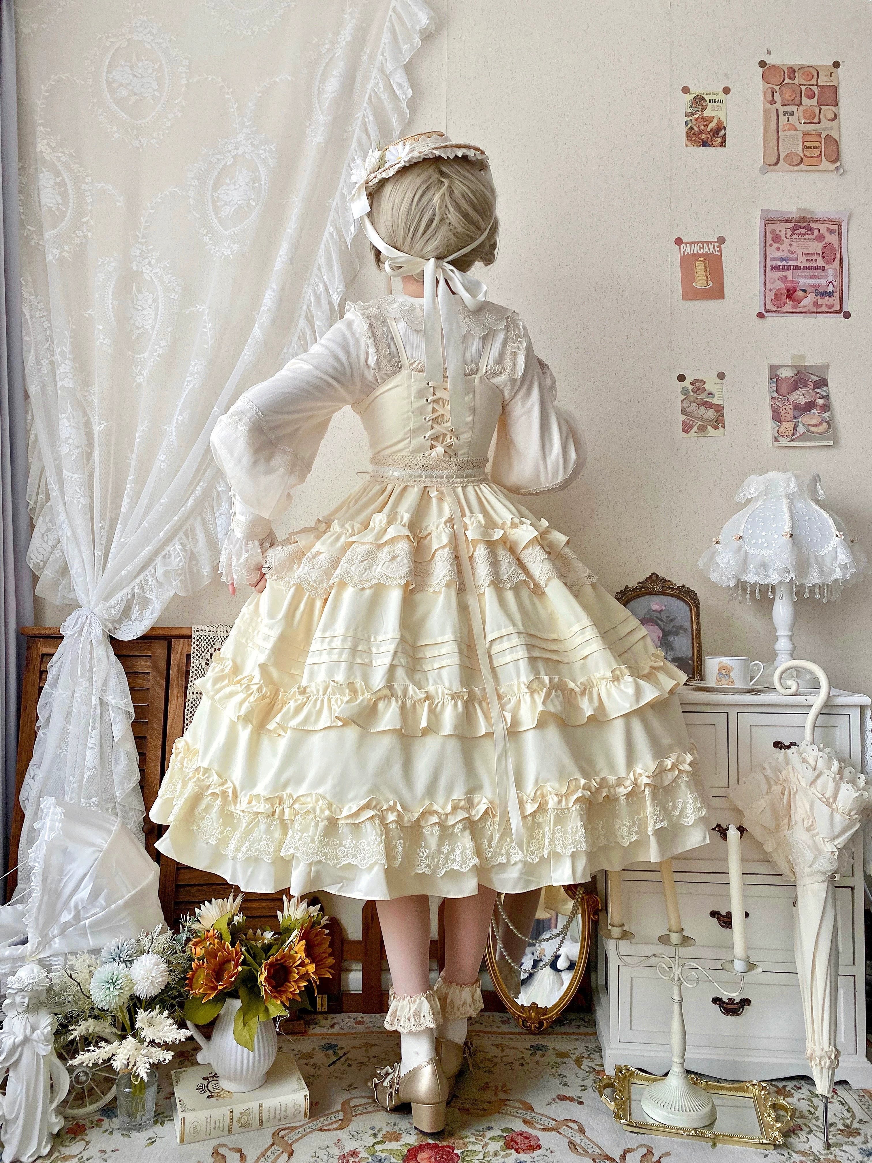 Elegant Lolita Ruffled Hem JSK Dress Multicolors - Image 8
