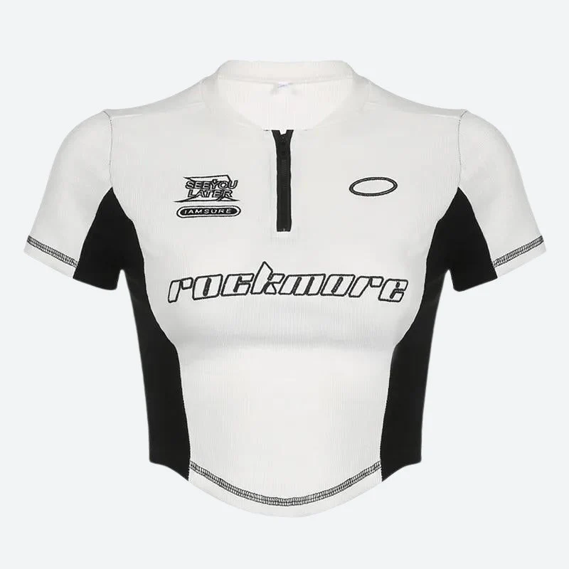 Biker Half Zip-Up Crop Top - Image 4