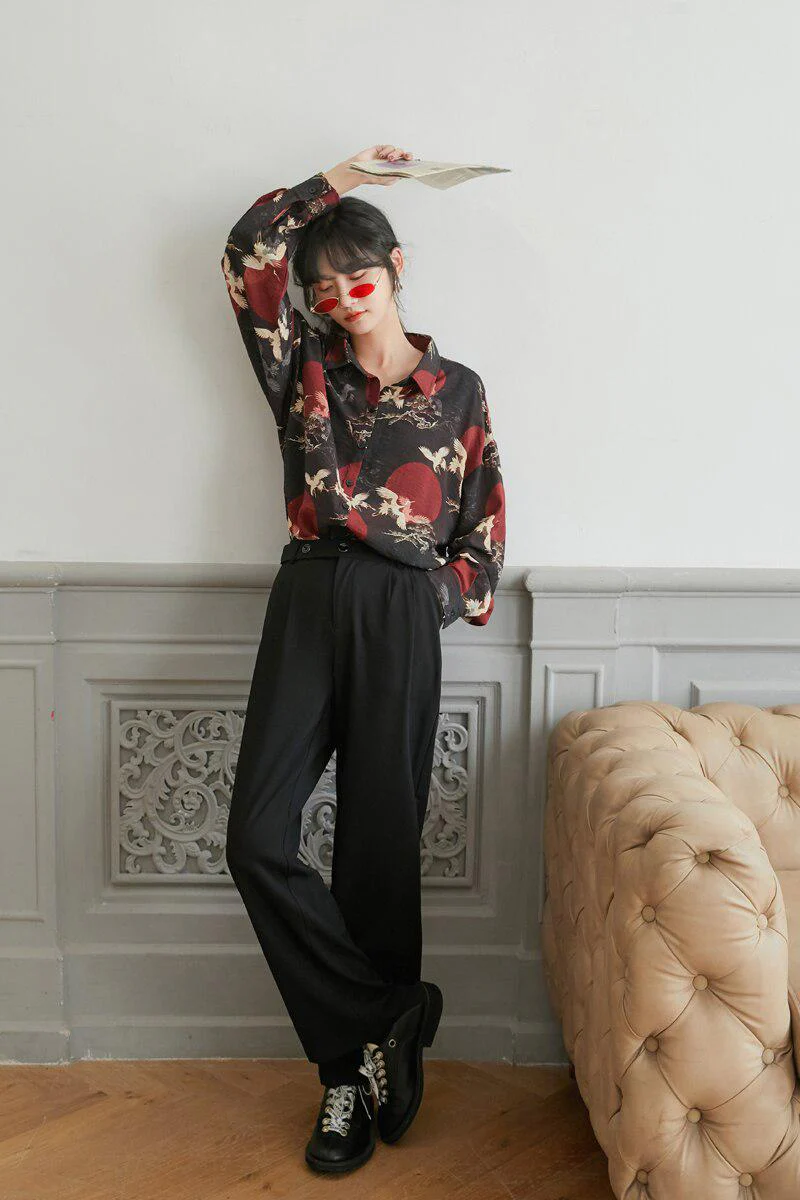 Bird Pattern Long Sleeve Shirt - Image 10