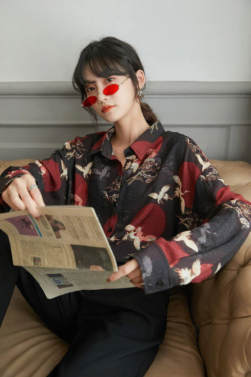 Bird Pattern Long Sleeve Shirt - Image 4