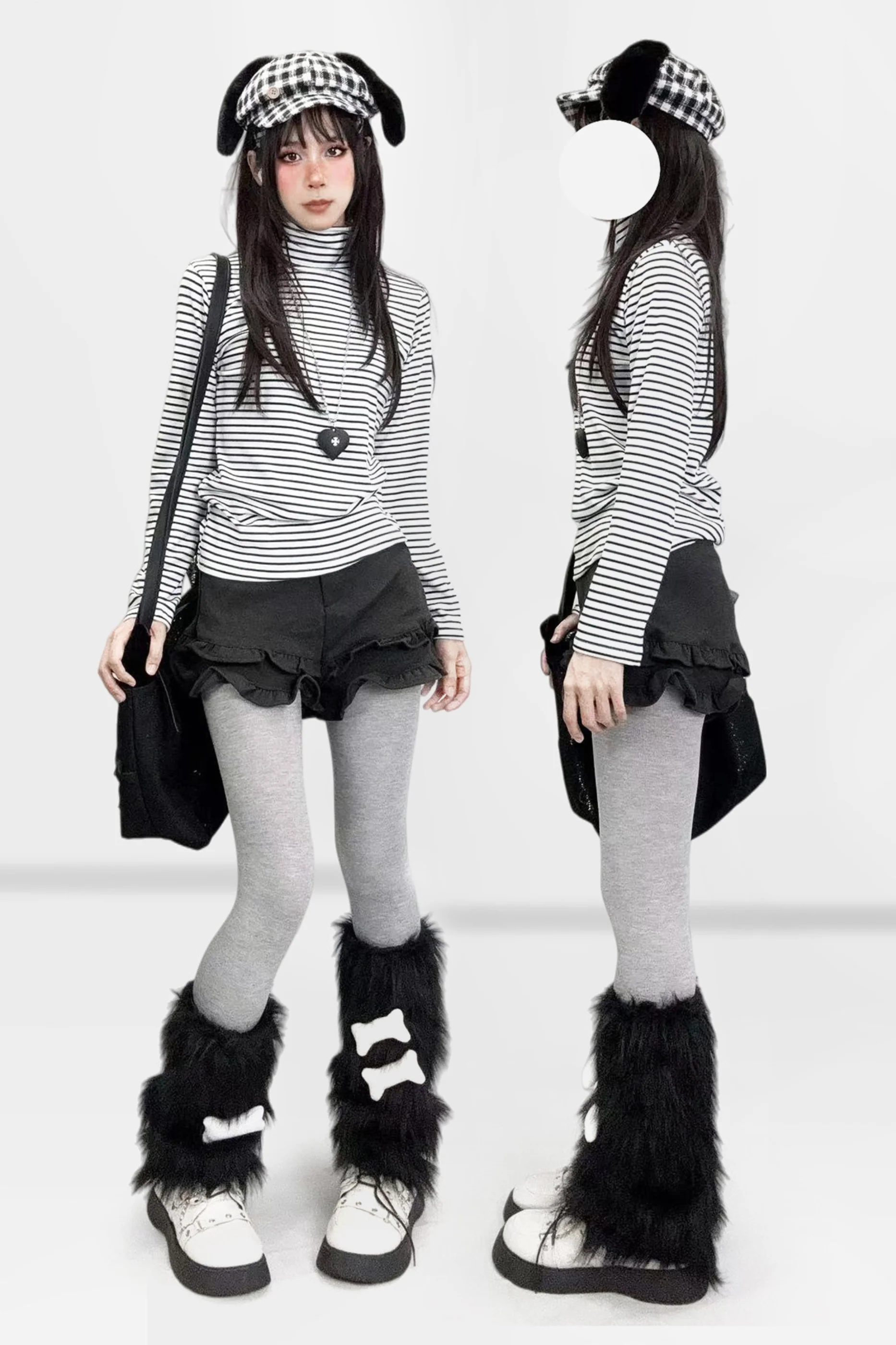 Striped High Neck Rim Top - Image 3