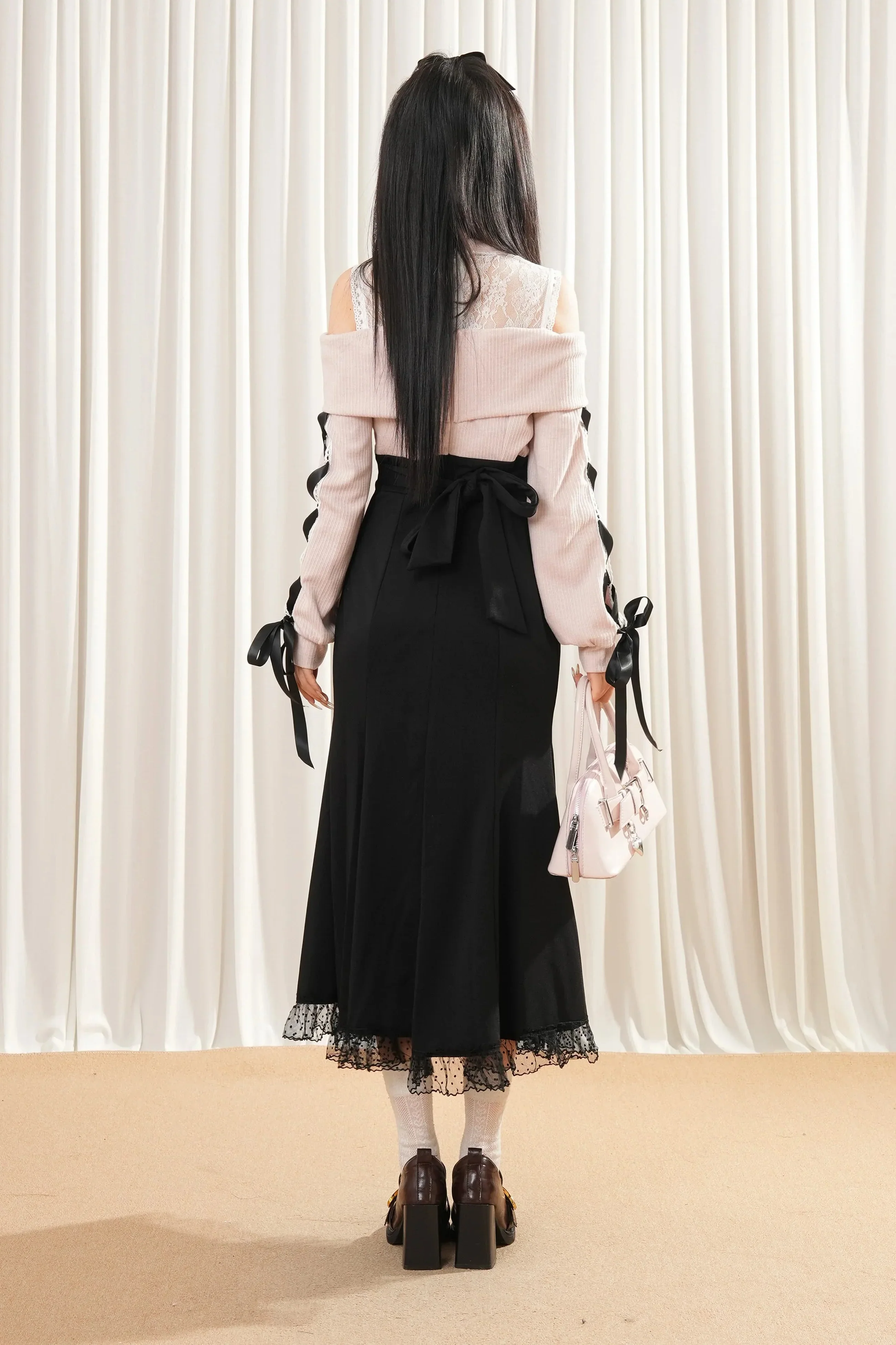 Black Bow Off-Shoulder Dress - Image 11