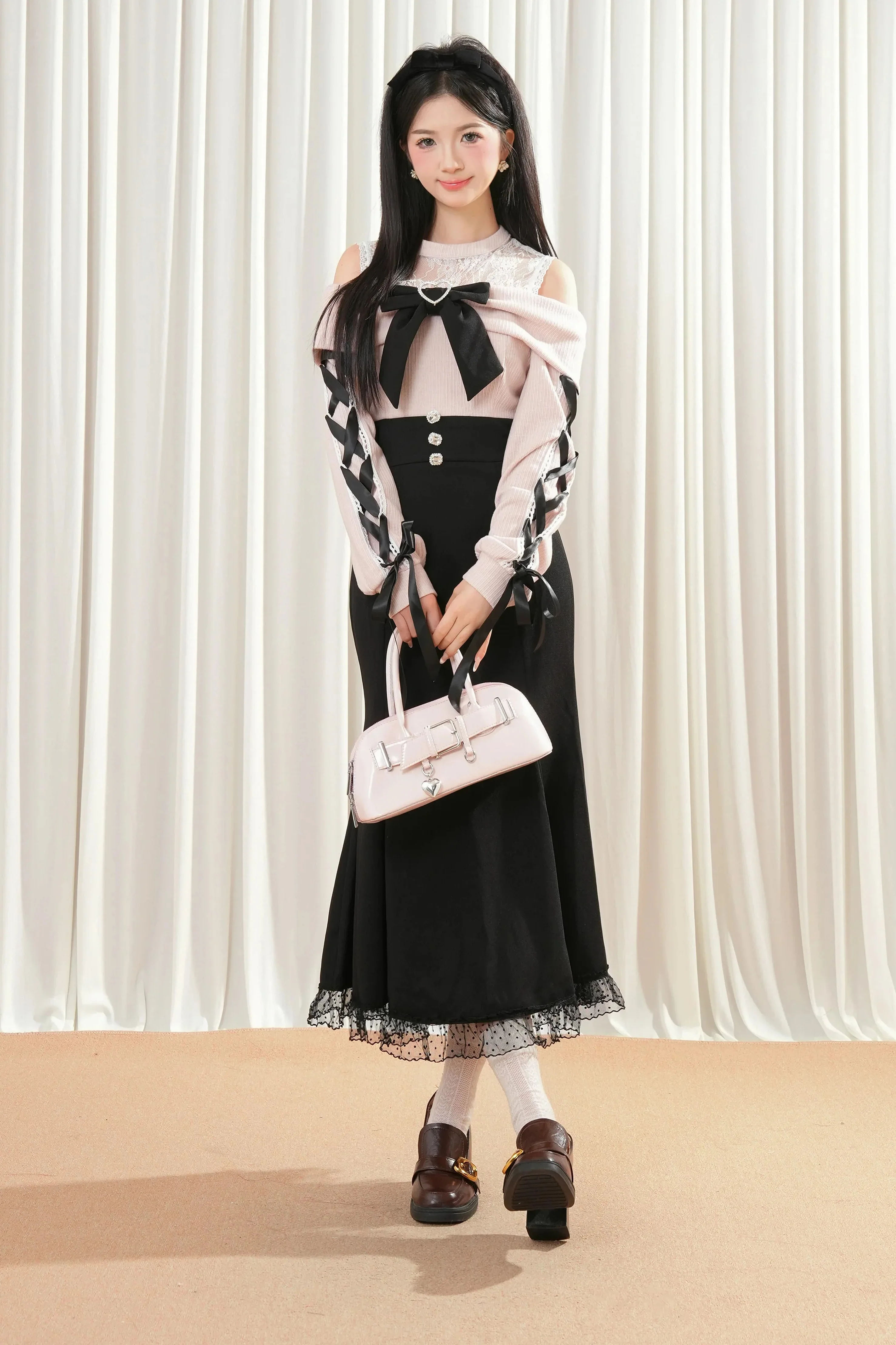 Ribbon Mermaid Lace-up Dress - Image 12