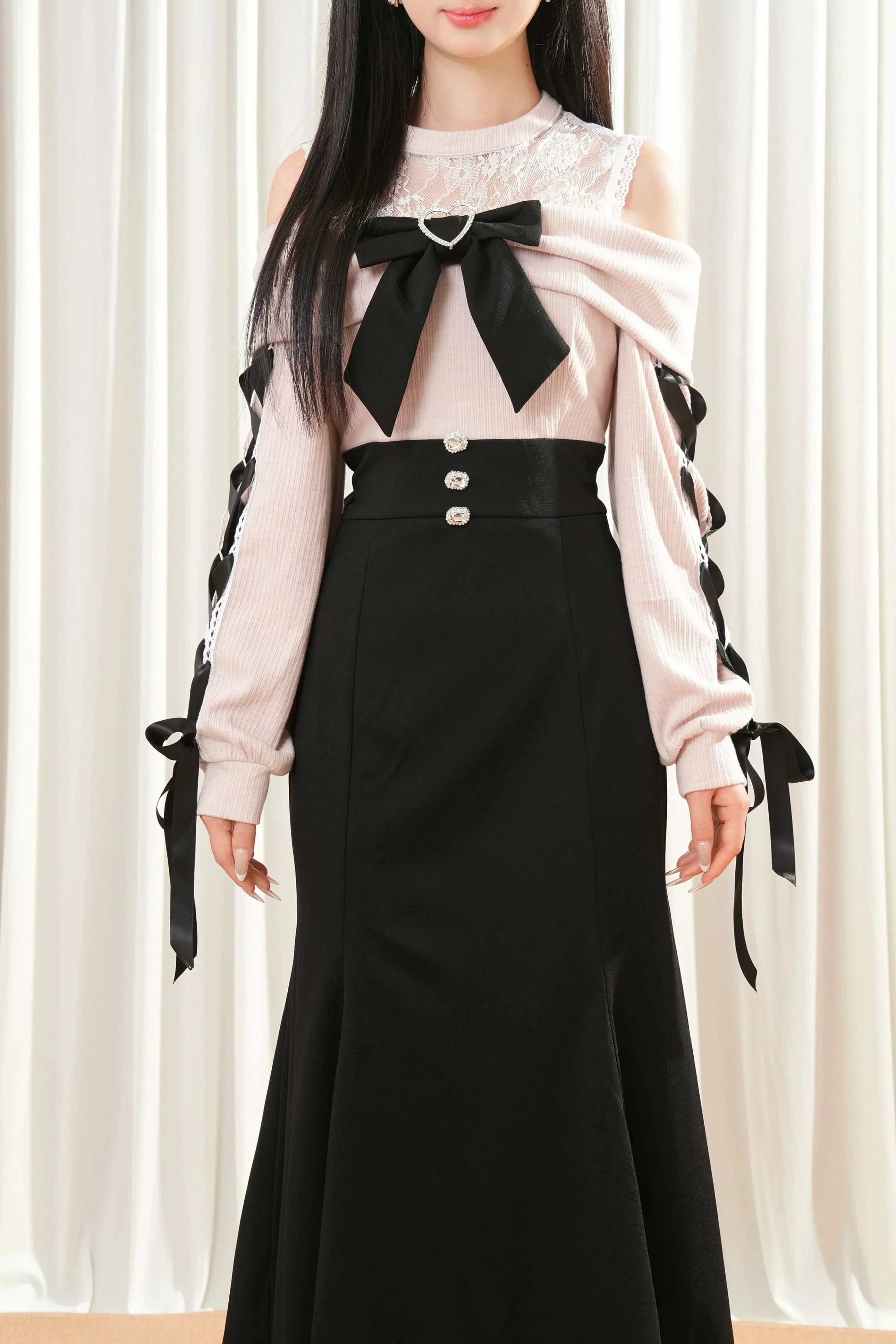 Ribbon Mermaid Lace-up Dress - Image 6