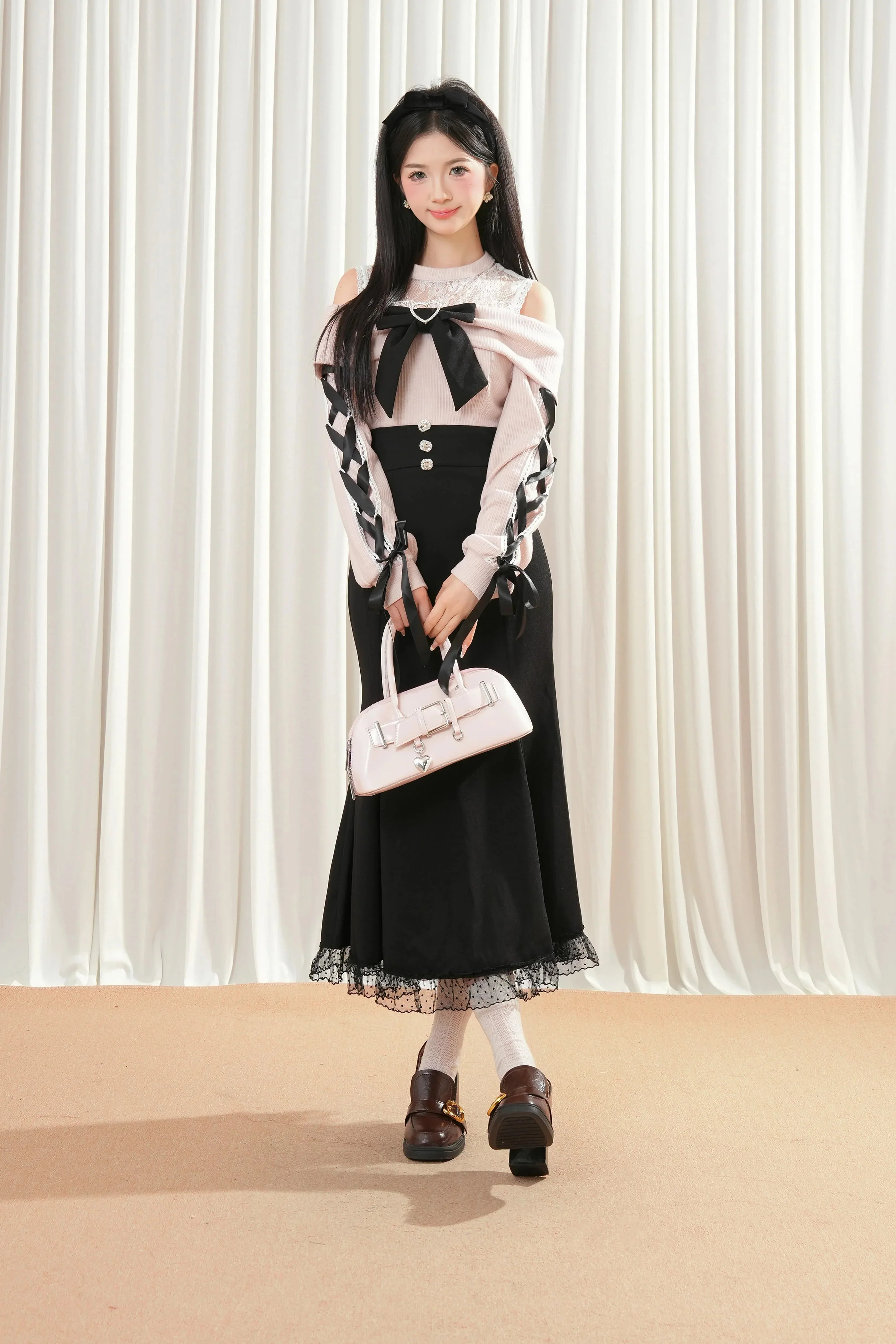 Ribbon Mermaid Lace-up Dress - Image 9