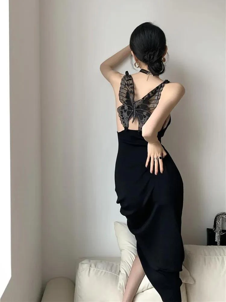 Black Butterfly Back Midi Dress - Image 5