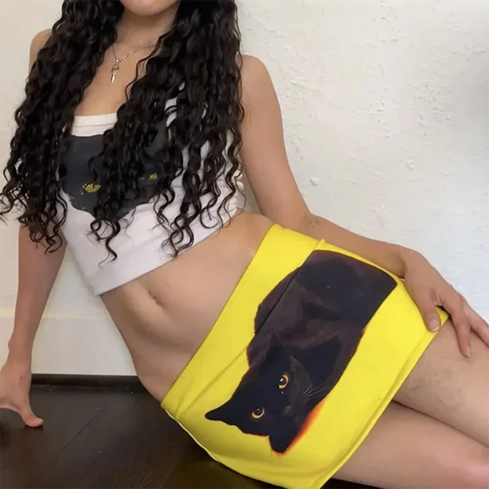 Black Cat Y2K Mini Skirt - Image 2