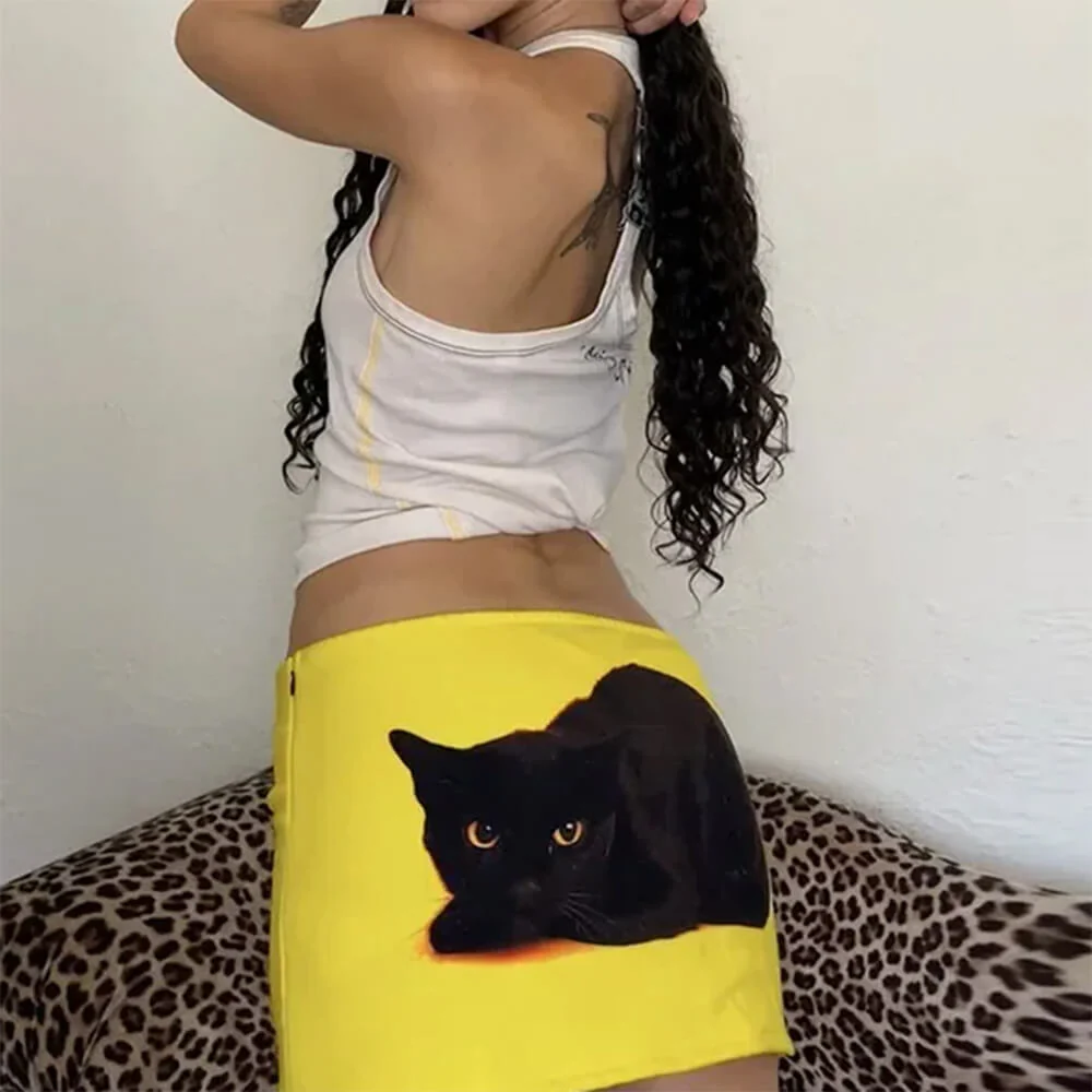 Black Cat Y2K Mini Skirt - Image 3