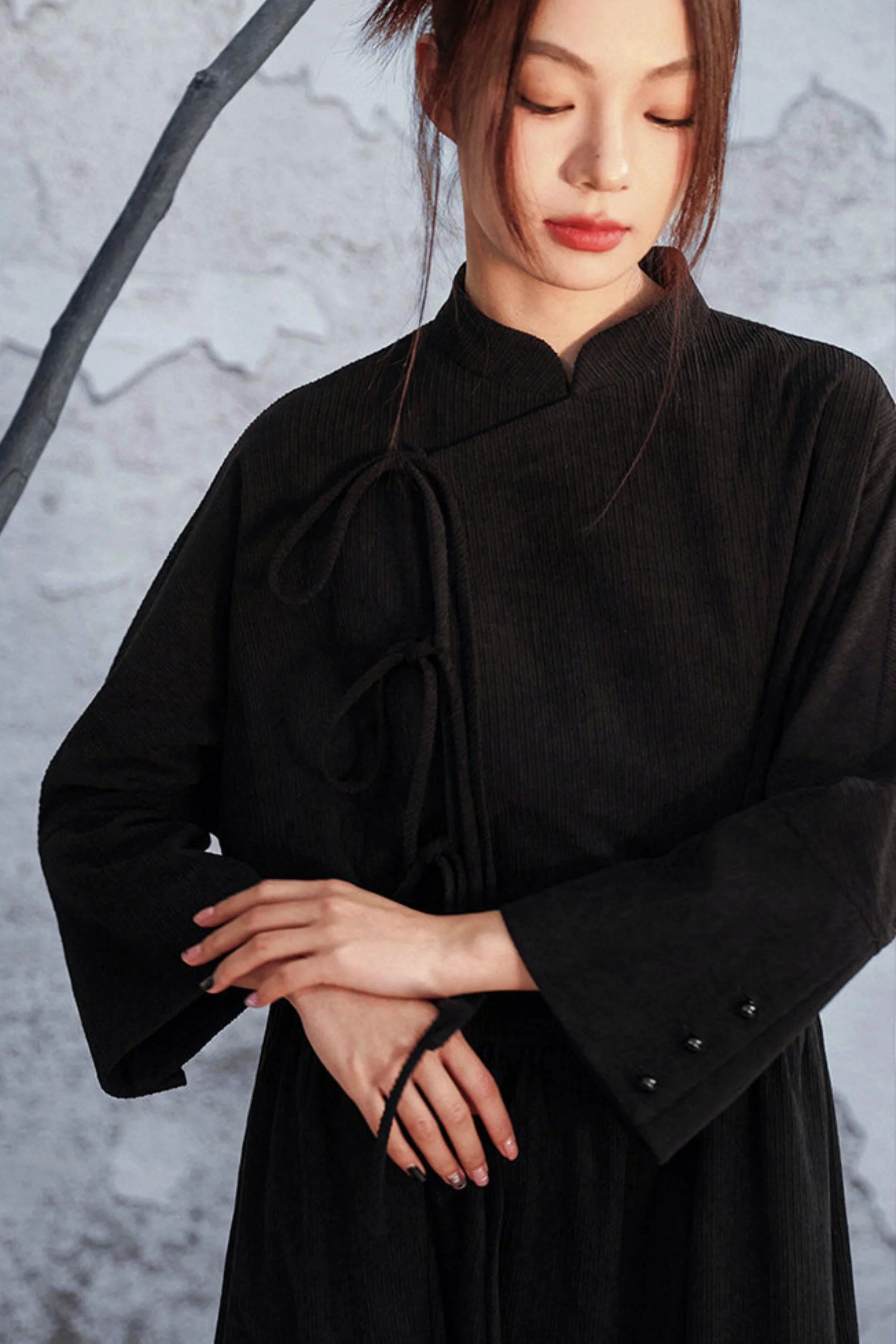 Black Corduroy Long Dress - Image 11