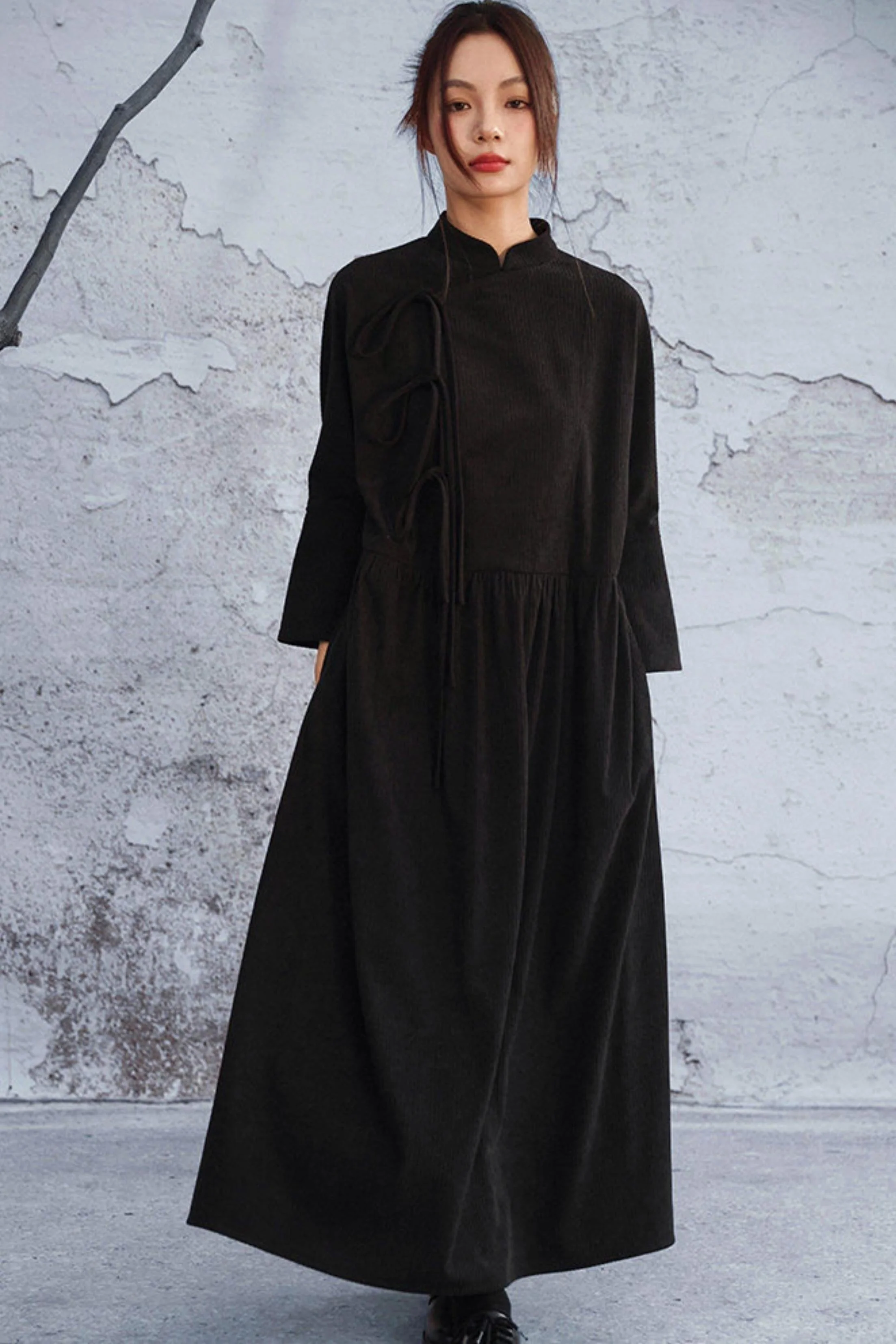 Black Corduroy Long Dress - Image 12