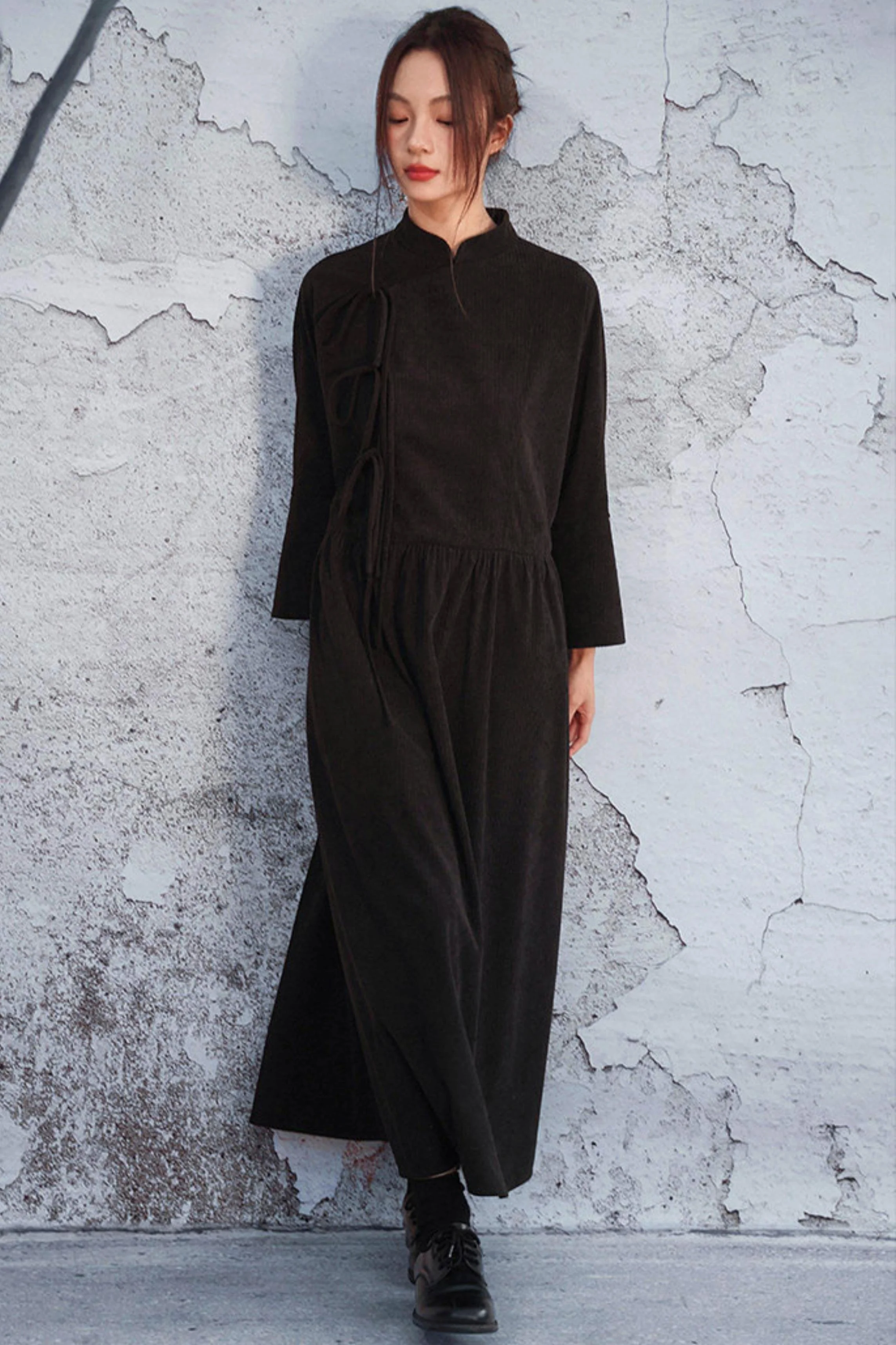 Black Corduroy Long Dress - Image 5