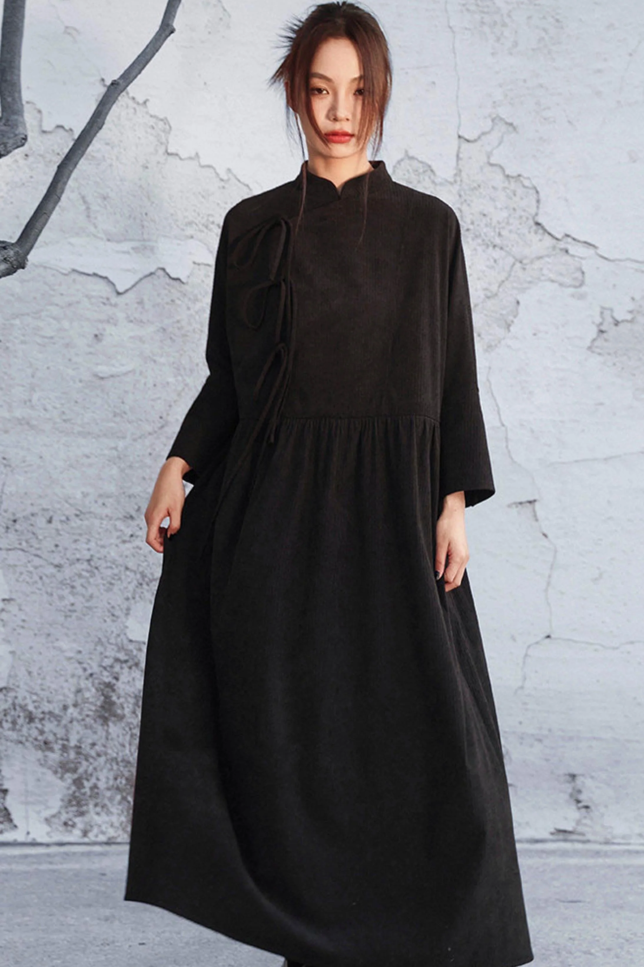 Black Corduroy Long Dress - Image 2
