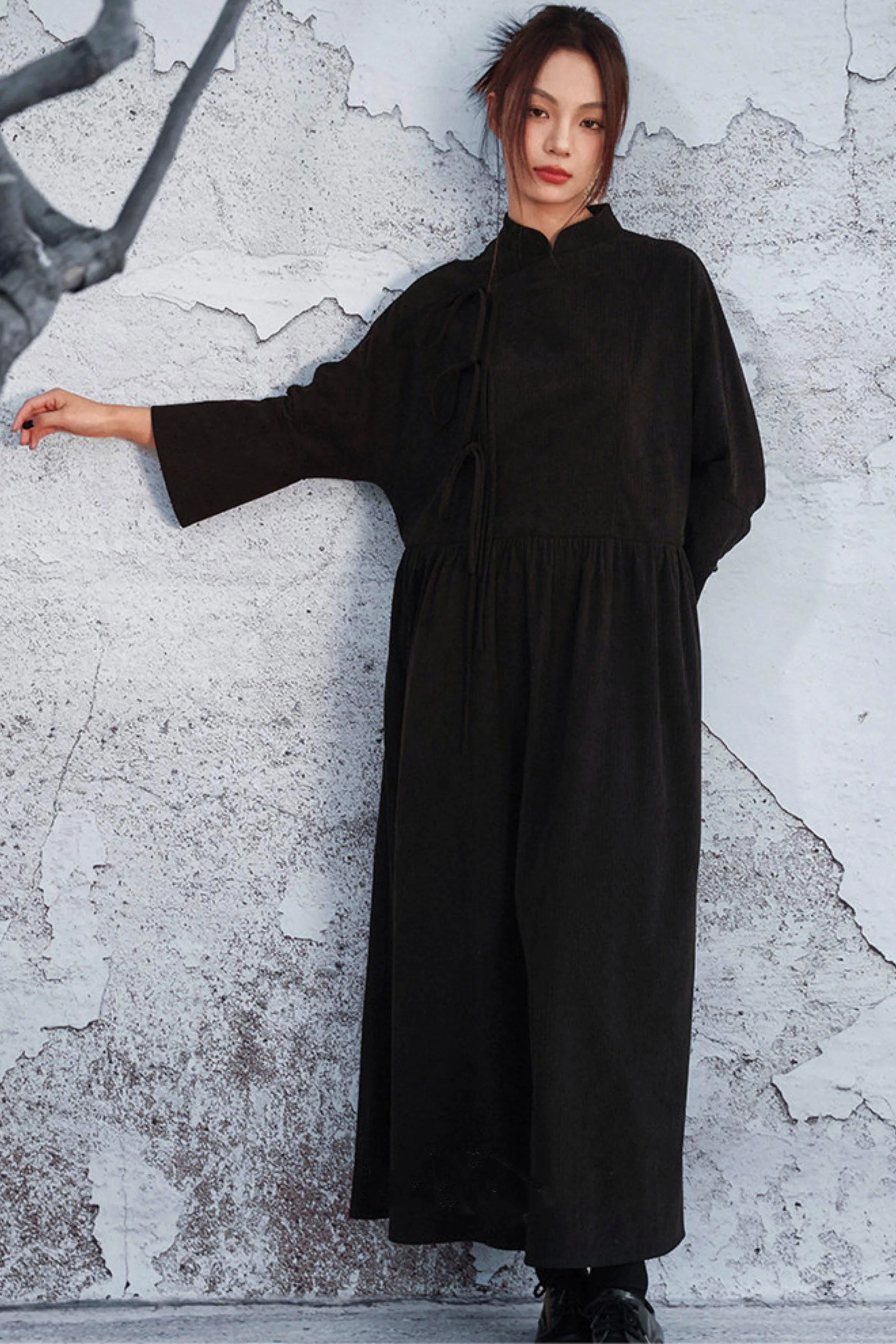 Black Corduroy Long Dress - Image 3