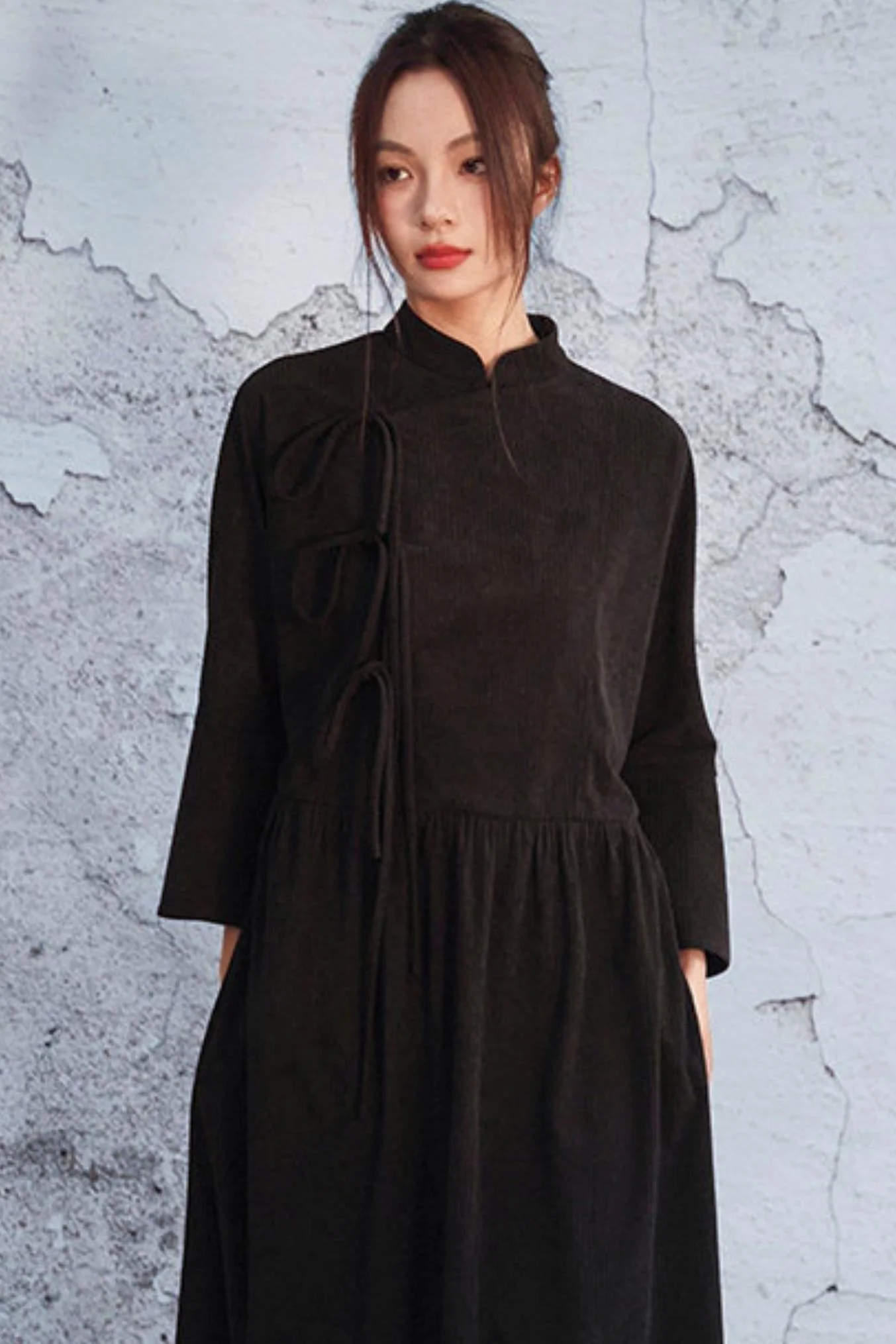 Black Corduroy Long Dress - Image 7