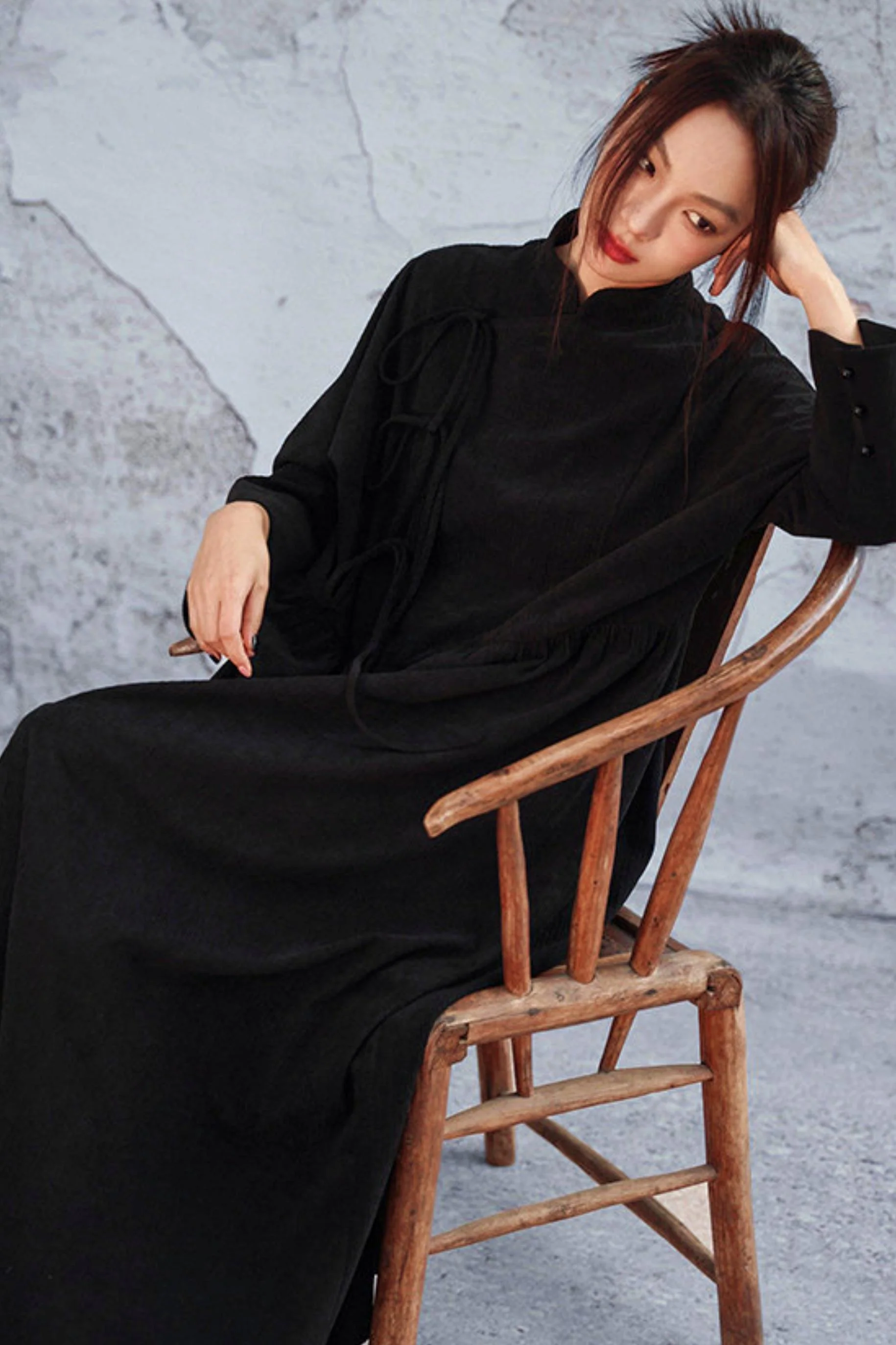Black Corduroy Long Dress - Image 9