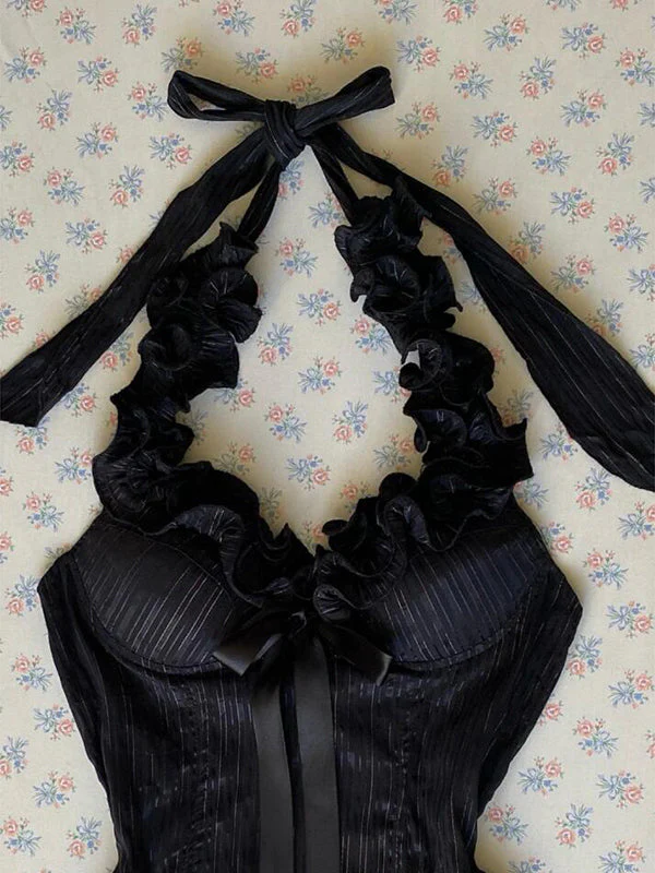 Black halter neck camisole - Image 2