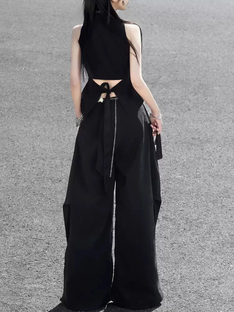 Black Jacquard Lapel Top - Image 2